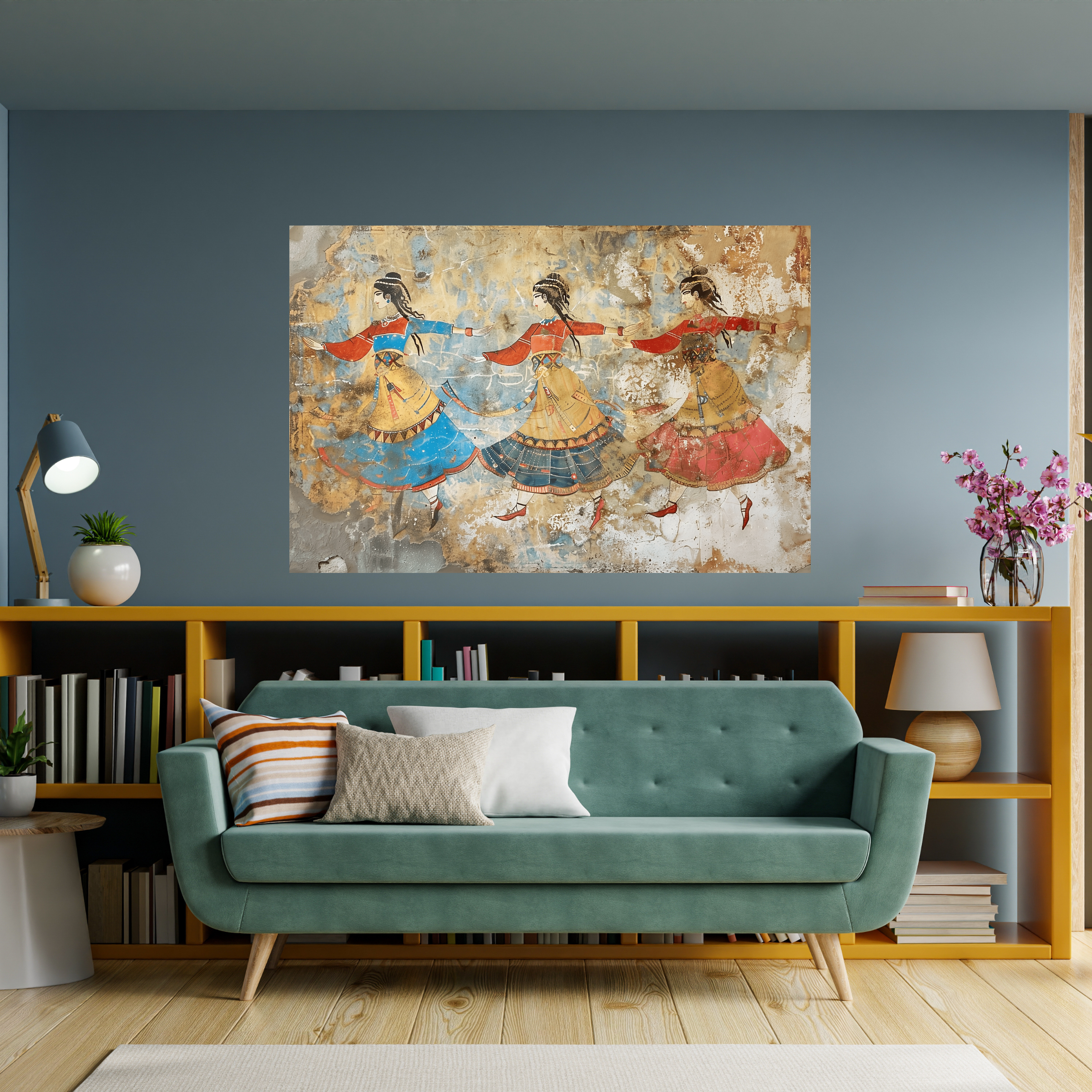 Three Dancing Girls of Knossos Fresco Horizontal Posters