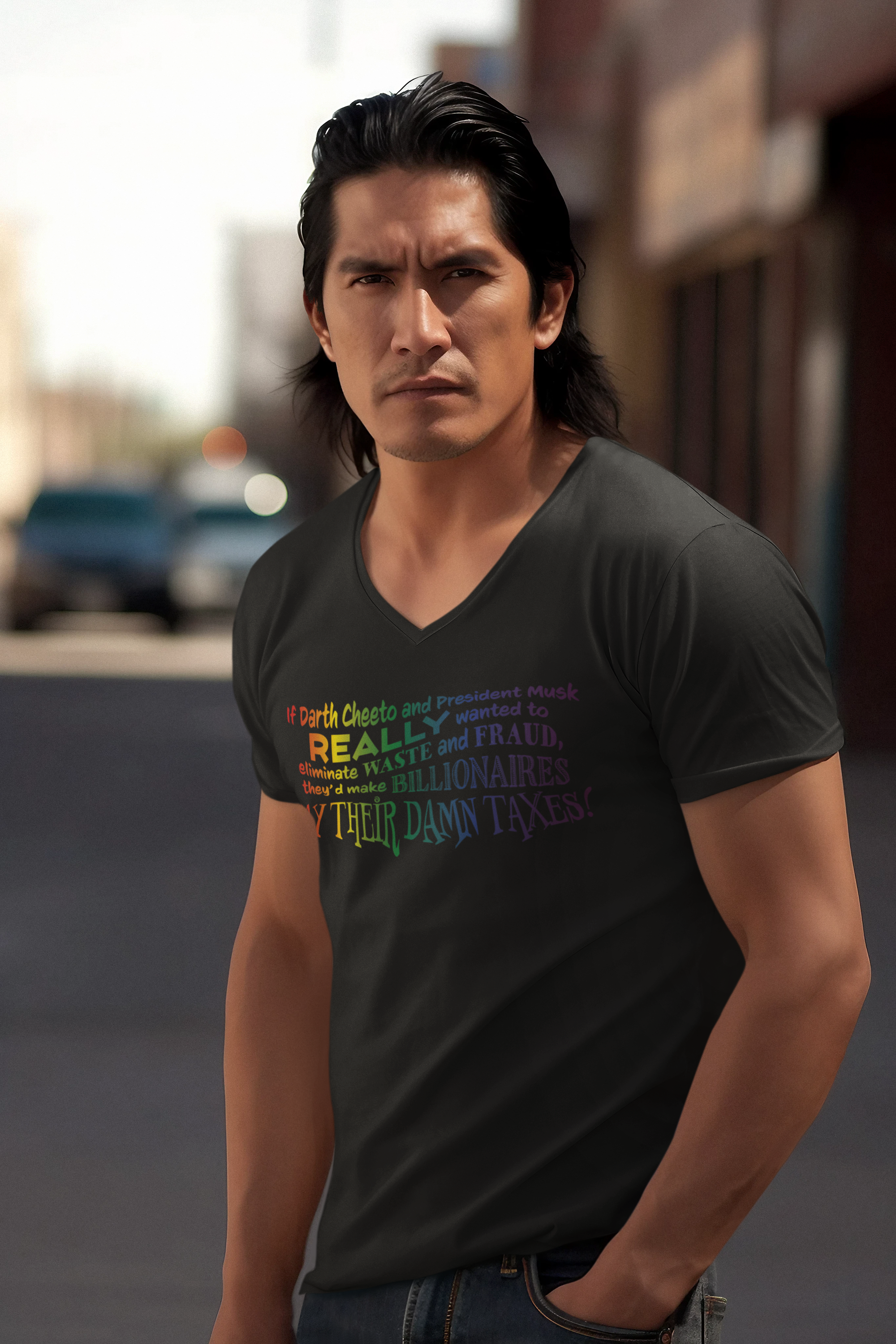 Tax Justice Fitted V-Neck Tee - Funny Quote Tee for Activists product thumbnail image Tax Justice Fitted V-Neck Tee - Funny Quote Tee for Activists product thumbnail image