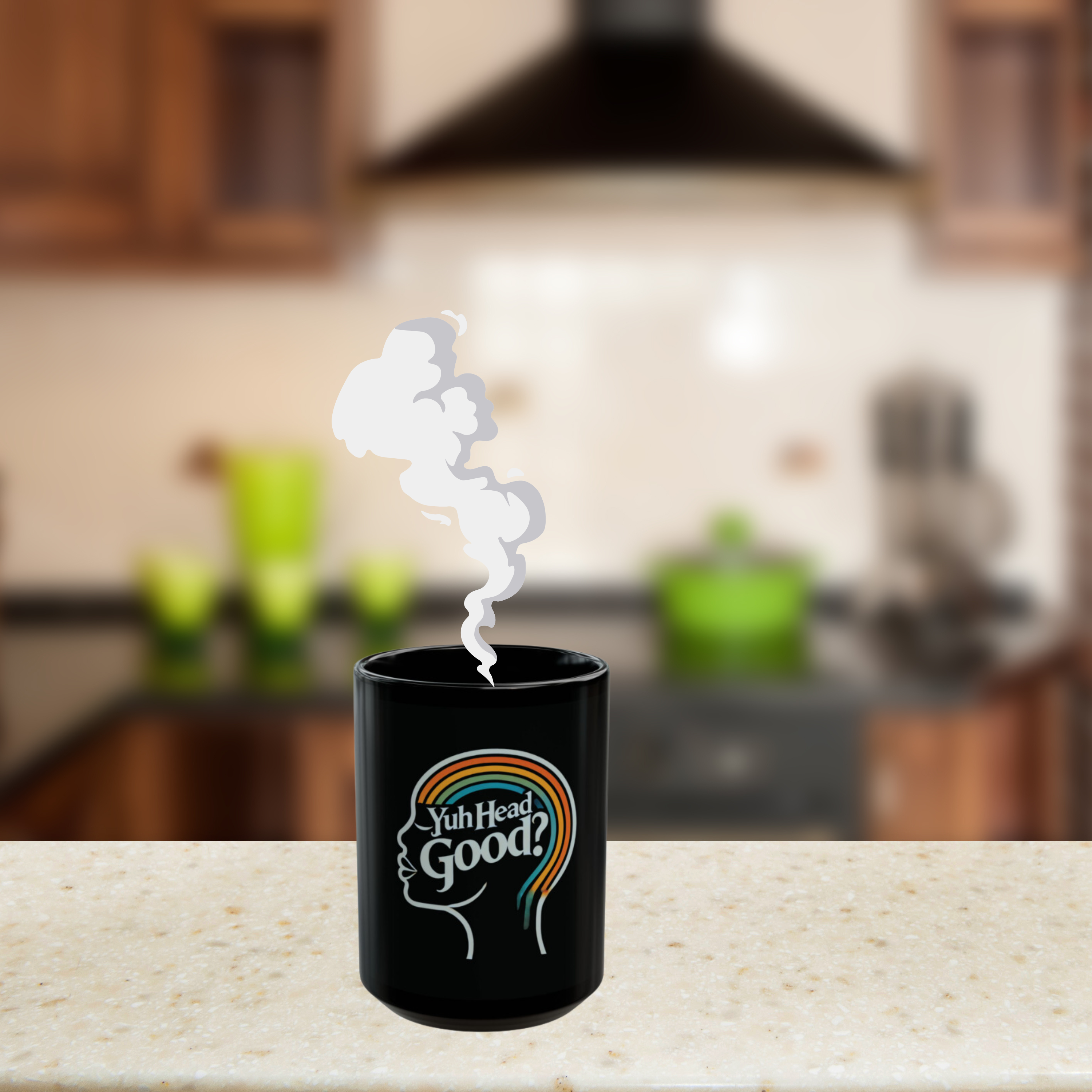 Yuh Head Good Black Mug (11oz, 15oz) - by @DevonneAdanna