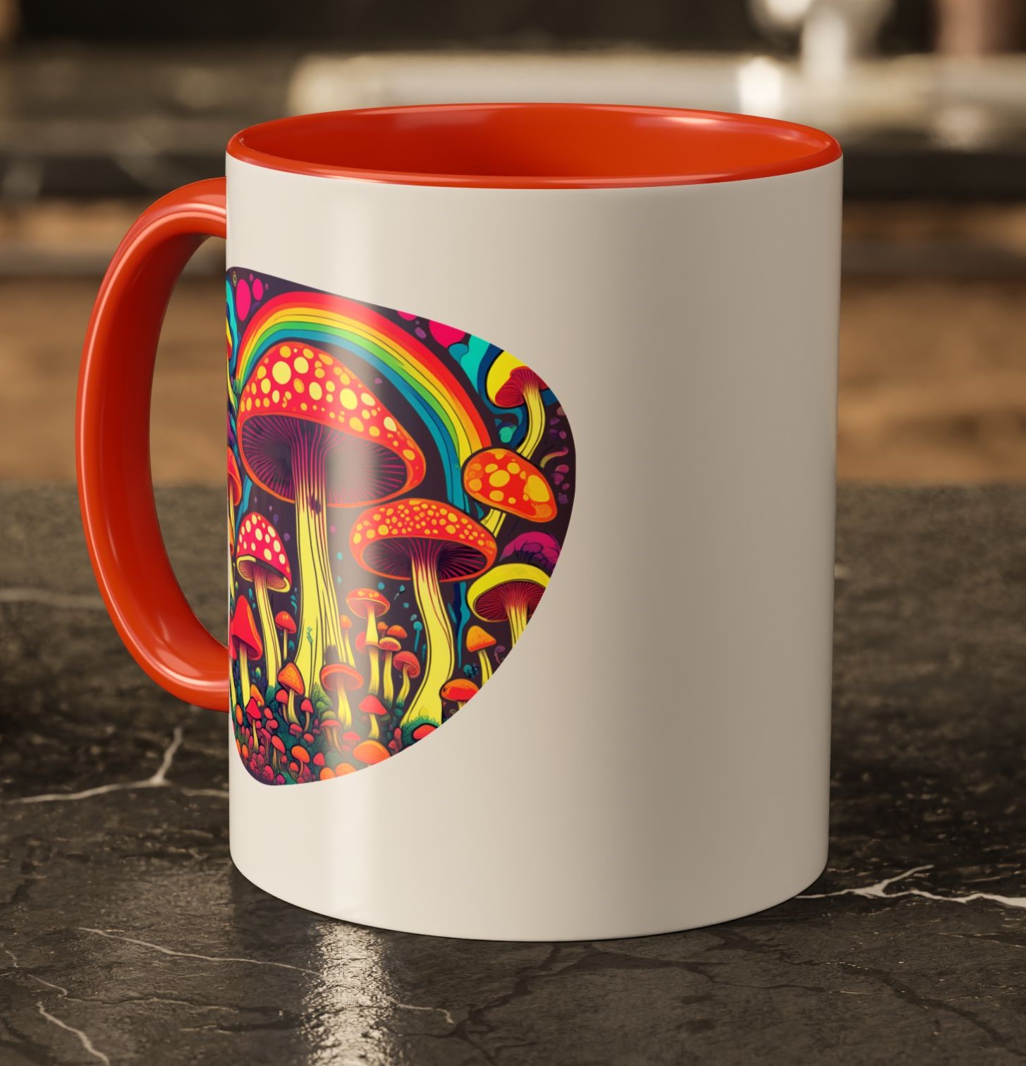Whimsical Mushroom &amp; Floral Coffee Mug – Boho Cottagecore Aesthetic for Women, Nature-Inspired Graphics - HIPPIES - Style 03