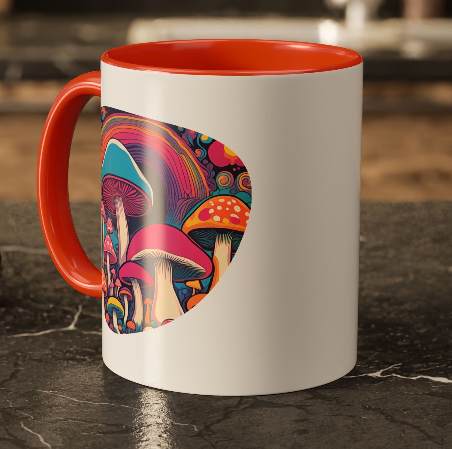 Whimsical Mushroom &amp; Floral Coffee Mug – Boho Cottagecore Aesthetic for Women, Nature-Inspired Graphics - HIPPIES - Style 07