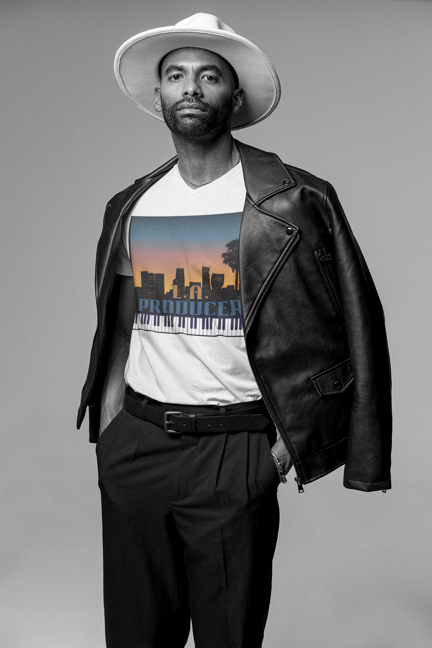 Music Producer Unisex Softstyle T-Shirt - L A Producer Design product thumbnail image