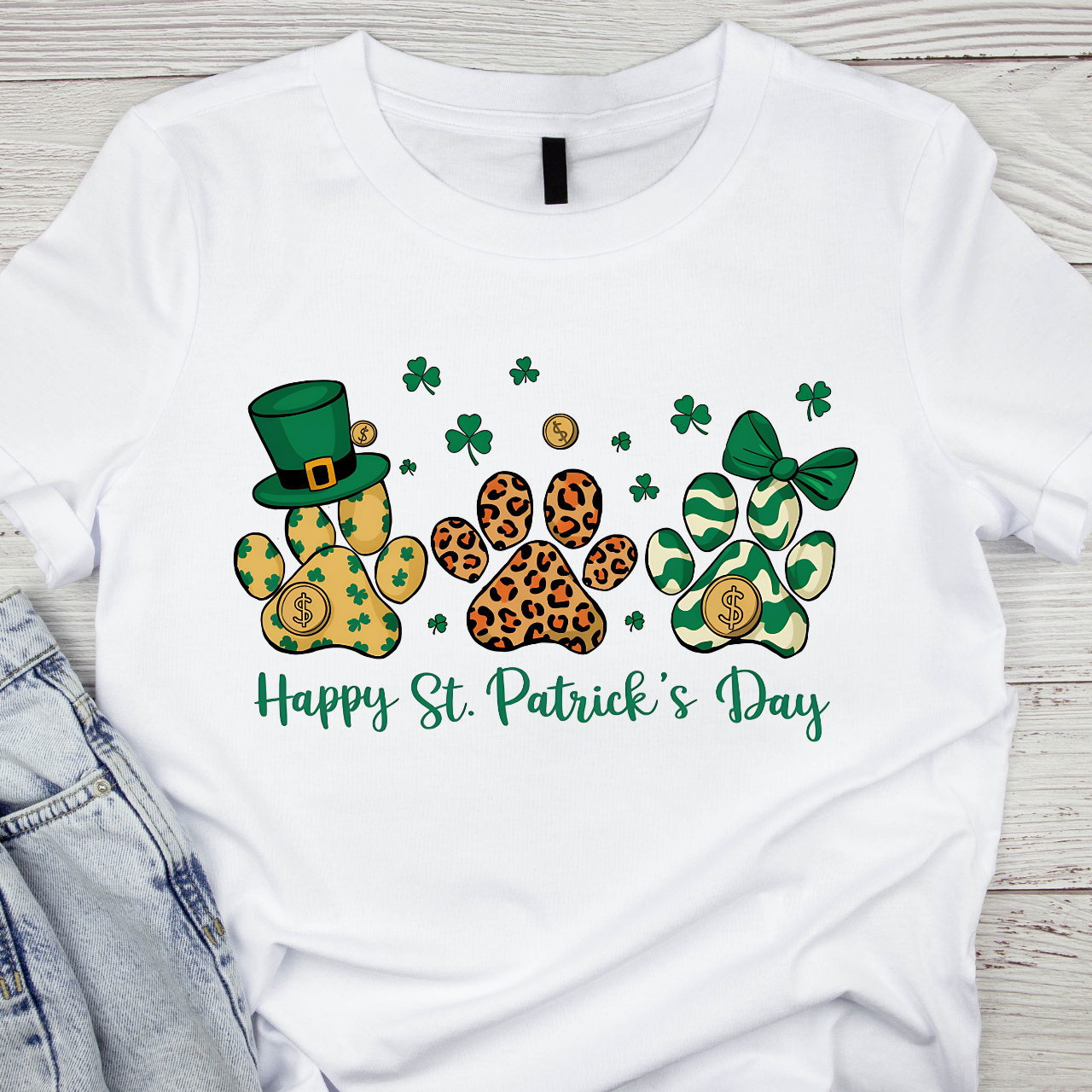 St Patricks Day Paws T-Shirt St Patricks Day Paws T-Shirt