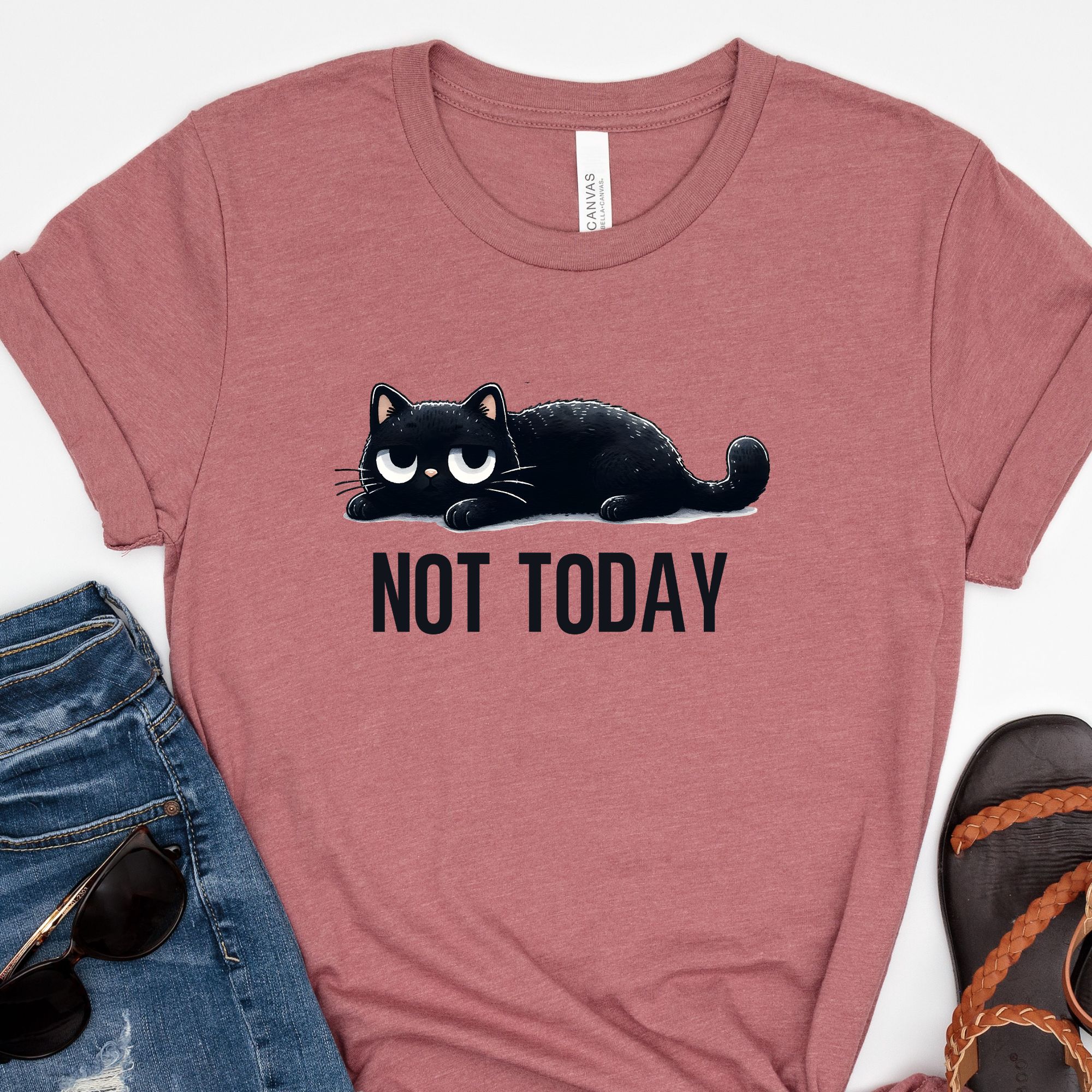 Funny Not Today Black Cat Shirt product thumbnail image Funny Not Today Black Cat Shirt product thumbnail image