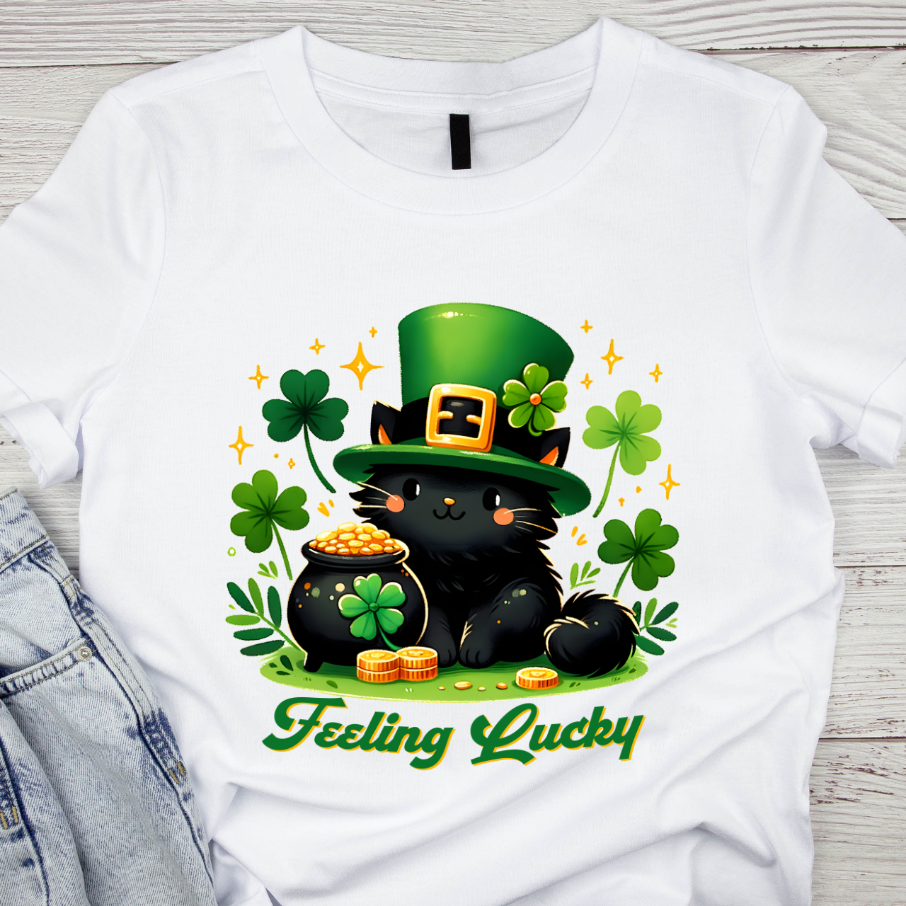 St Patricks Day - Feeling Lucky - Cat Lover T-Shirt St Patricks Day - Feeling Lucky - Cat Lover T-Shirt