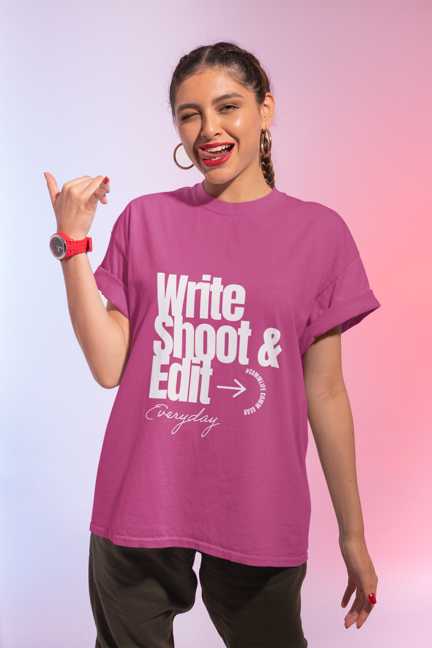 "Write, Shoot & Edit" | Communication Professional T-shirt product thumbnail image "Write, Shoot & Edit" | Communication Professional T-shirt product thumbnail image