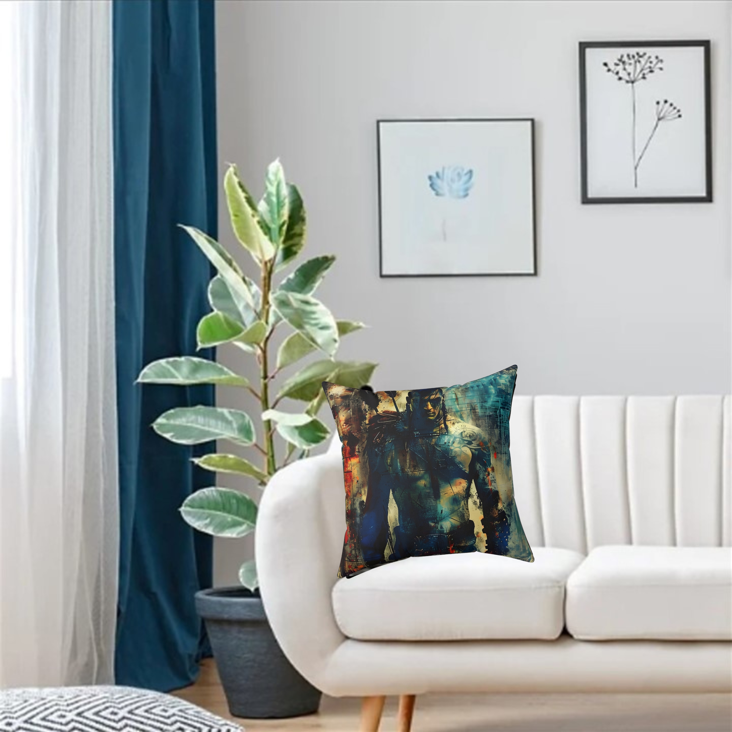 Stoic Warrior Antique Portrait Square Pillow Stoic Warrior Antique Portrait Square Pillow