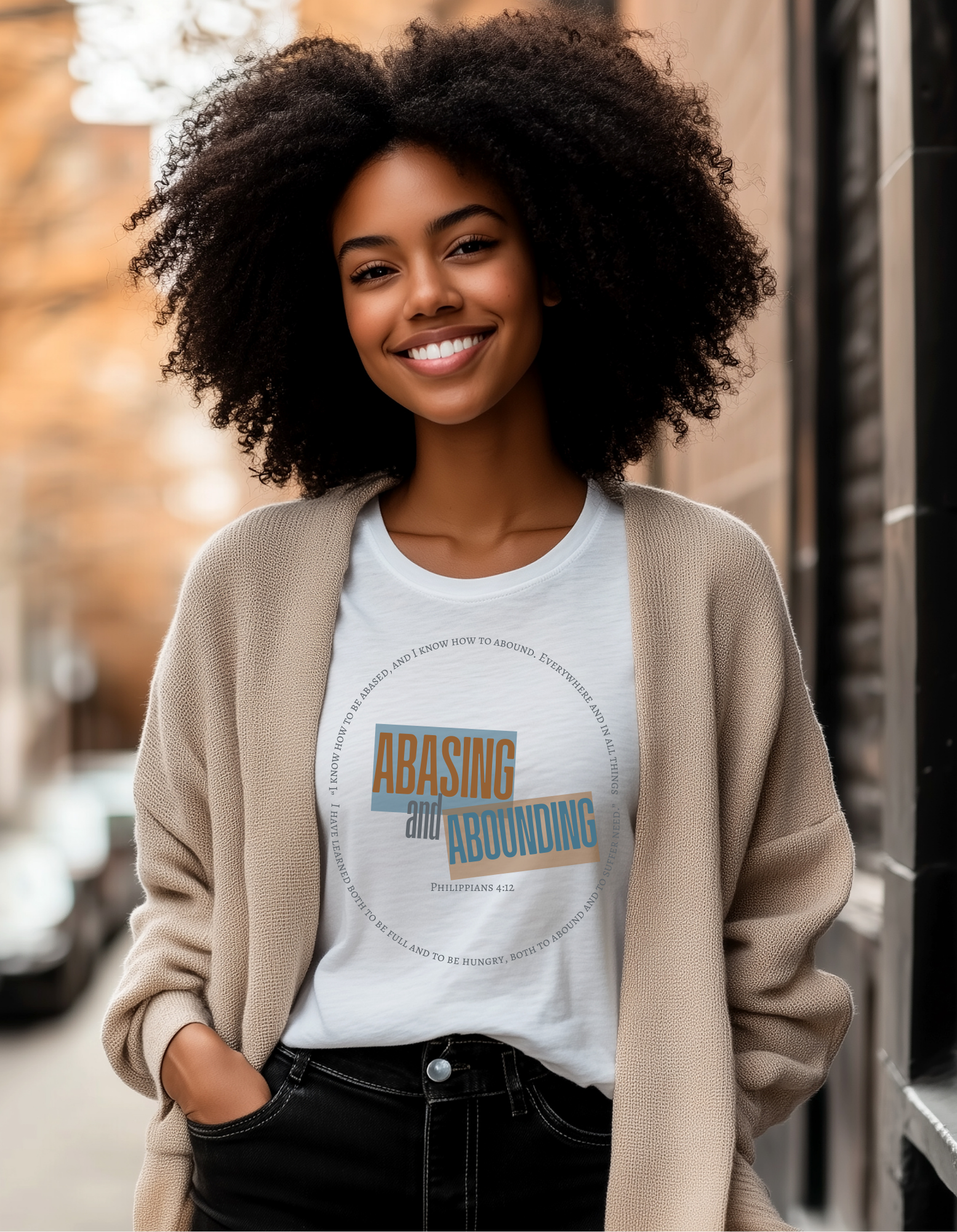 Christian Scripture Unisex Tee, Philippians 4:12 Abasing and Abounding, Gratitude Shirt, Religious Verse Top, Inspirational T-shirt