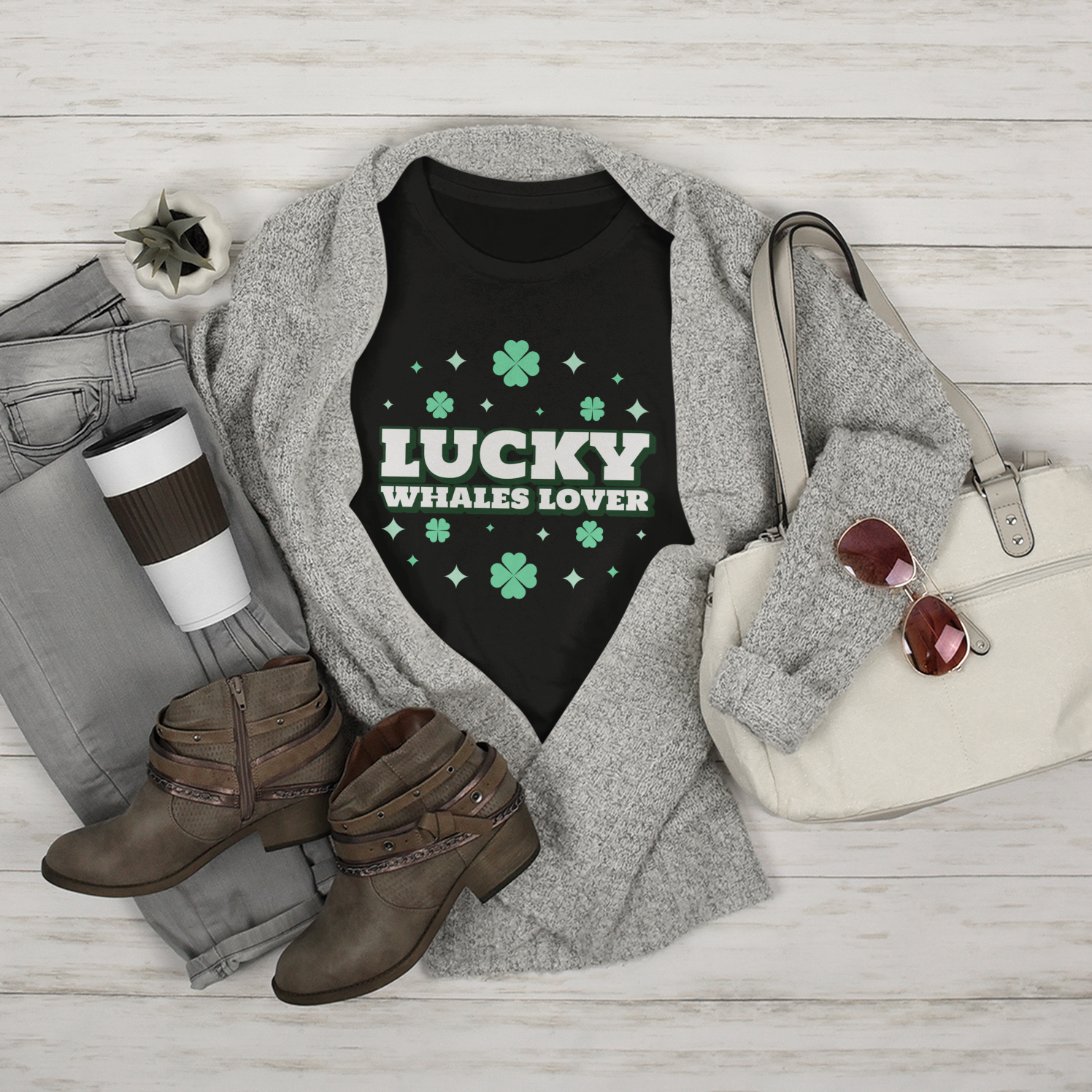 Lucky Whales Lover Funny Tee product thumbnail image Lucky Whales Lover Funny Tee product thumbnail image