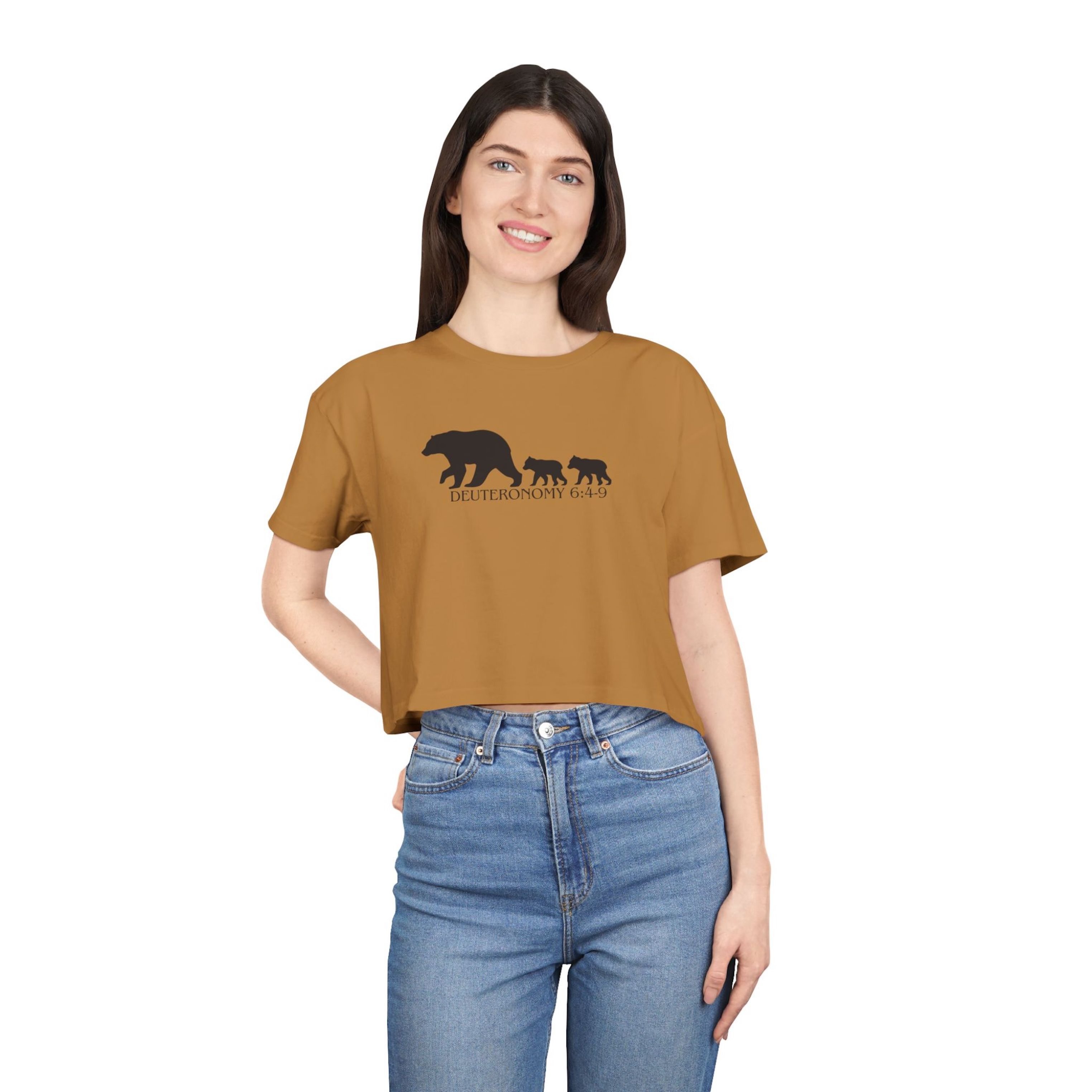 Momma Bear Cropped Tee - Deuteronomy 6:4-9 Momma Bear Cropped Tee - Deuteronomy 6:4-9