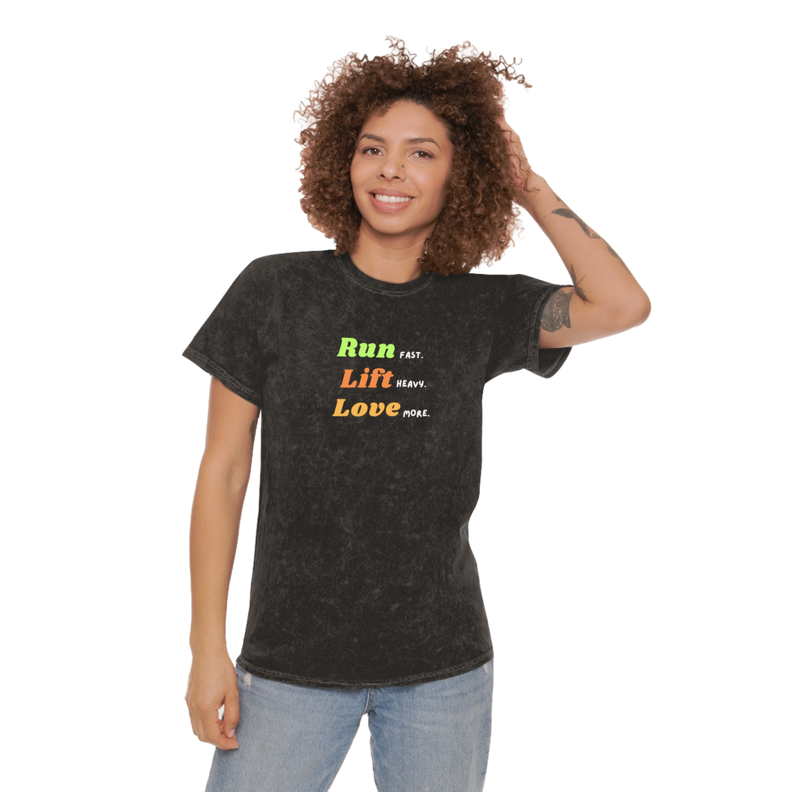 Woman's Run Lift Love Mineral Washed T-shirt Woman's Run Lift Love Mineral Washed T-shirt