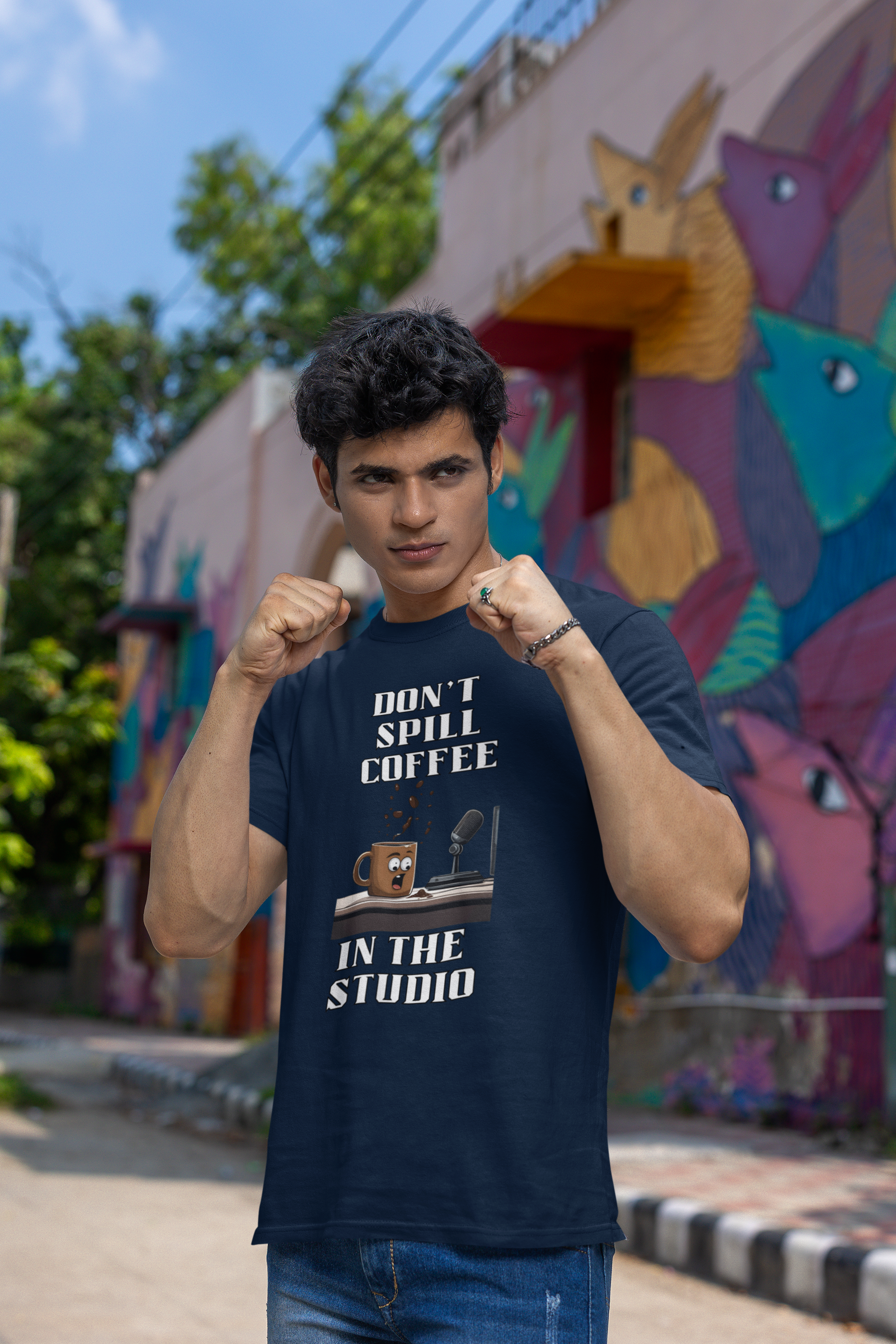 Don't Spill the Coffee in the Studio Unisex Softstyle T-Shirt product thumbnail image