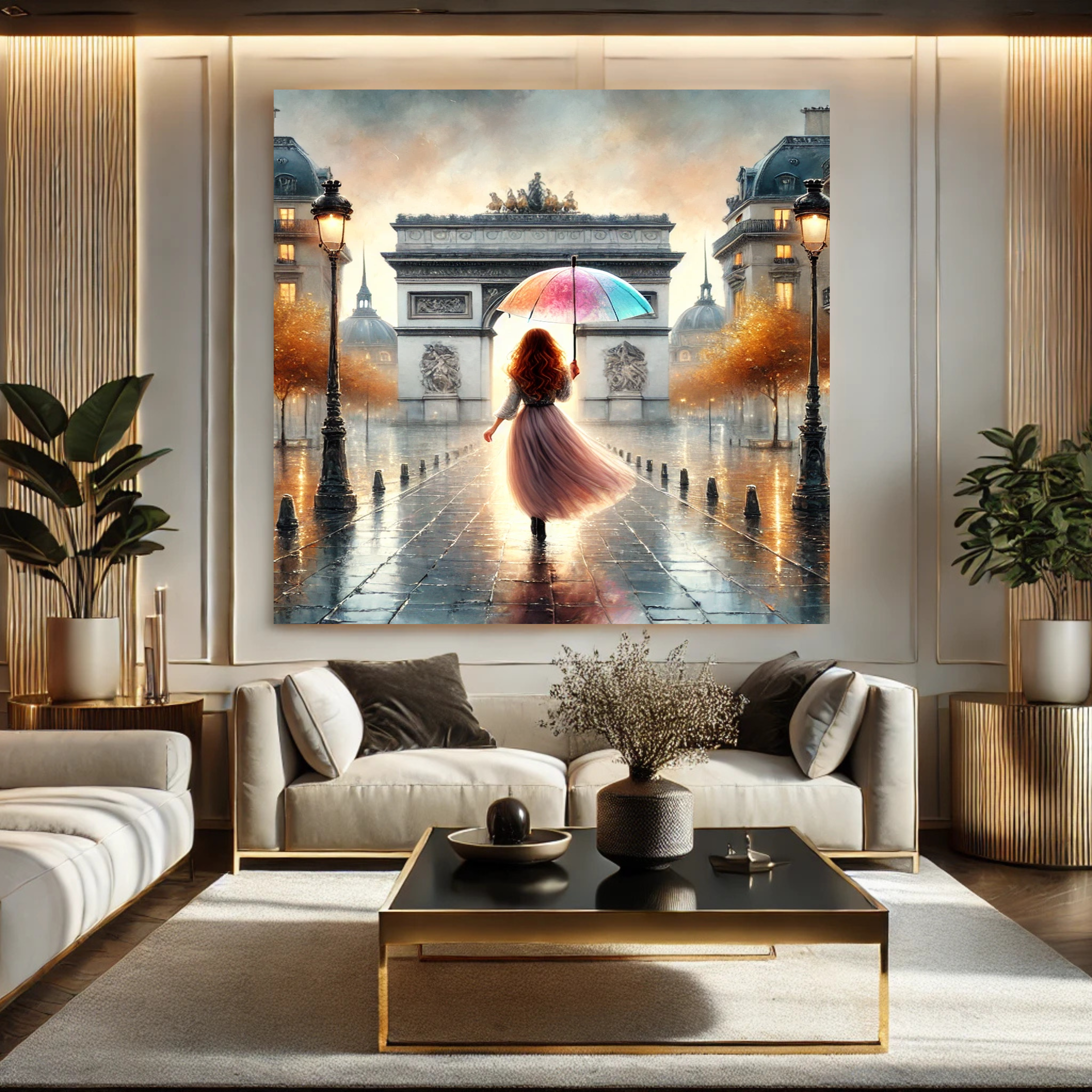 Parisian Rainfall Elegance – A Dreamy Watercolor Canvas Art product thumbnail image