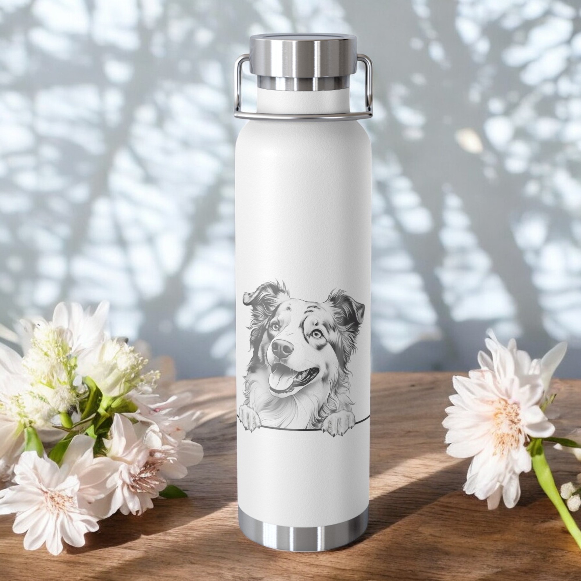 Australian Shepherd Copper Water Bottle - 22oz Vacuum Insulated Flask with Adorable Pup Design product thumbnail image Australian Shepherd Copper Water Bottle - 22oz Vacuum Insulated Flask with Adorable Pup Design product thumbnail image