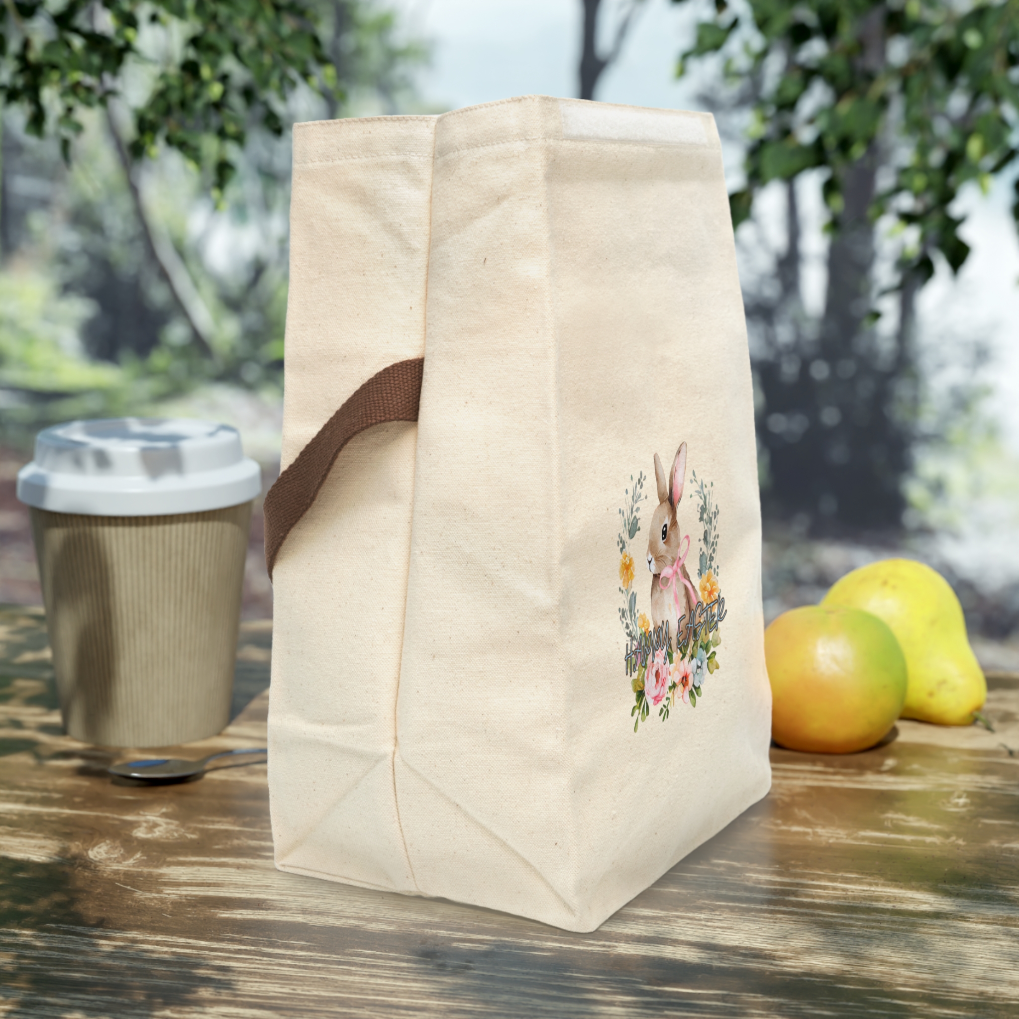 Happy Easter Vintage Canvas Lunch Bag With Strap – Durable, Stylish &amp; Eco-Friendly | Perfect for Work, School &amp; Picnics | Stylish &amp; Functional product thumbnail image