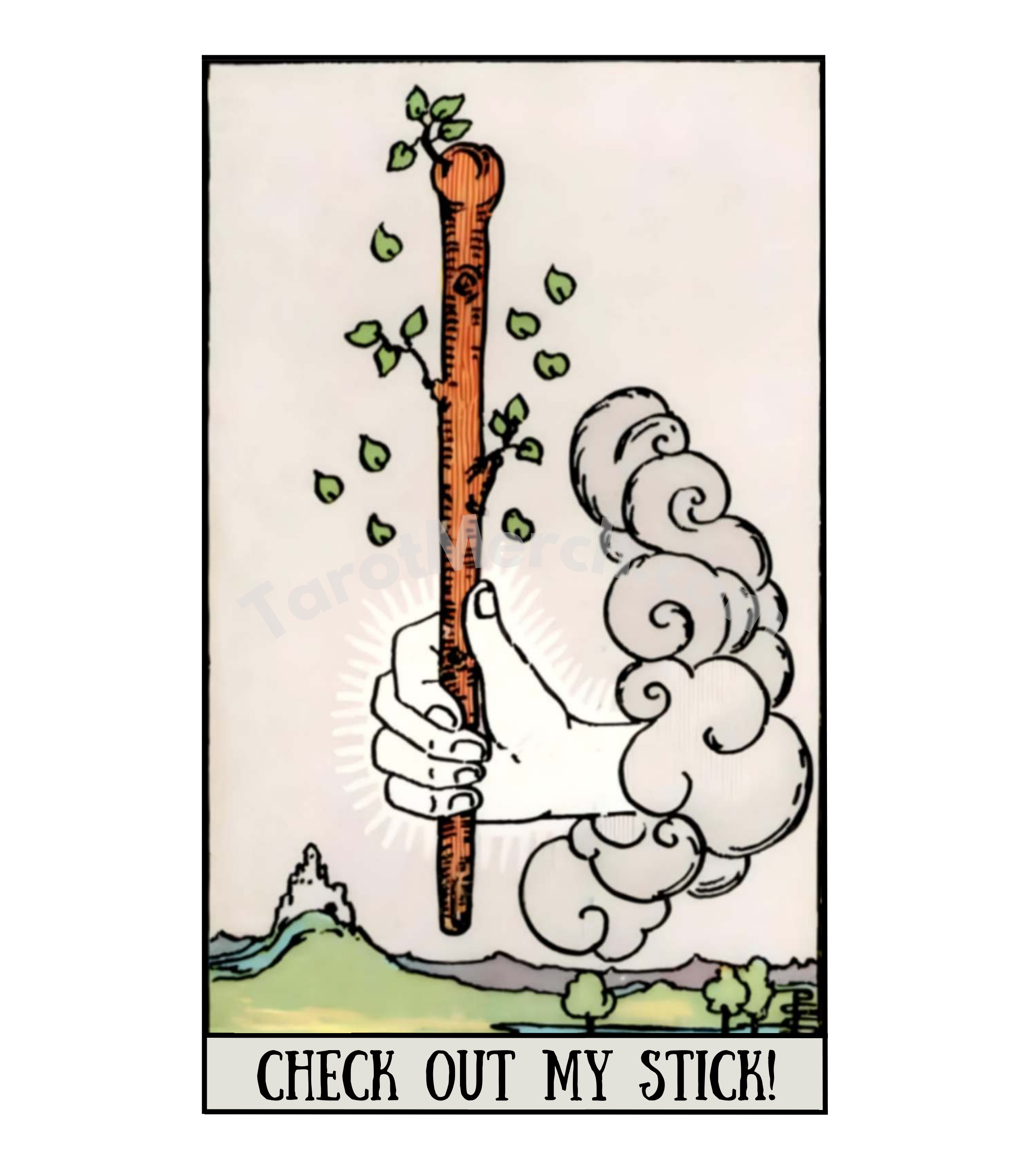 Ace of Wands Tee - “Check out my stick!” product thumbnail image Ace of Wands Tee - “Check out my stick!” product thumbnail image