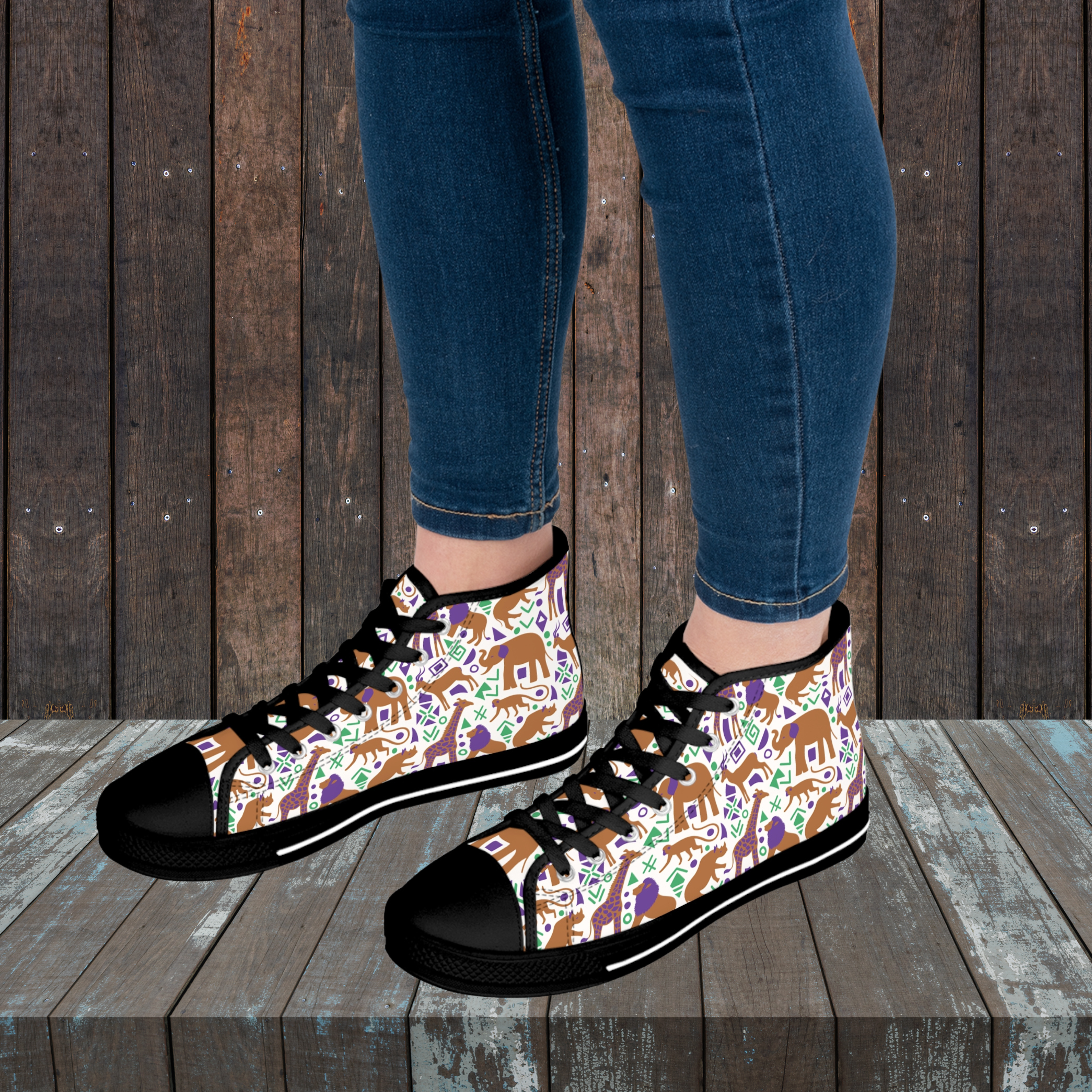 African Abstract High Top Sneakers for Women product thumbnail image
