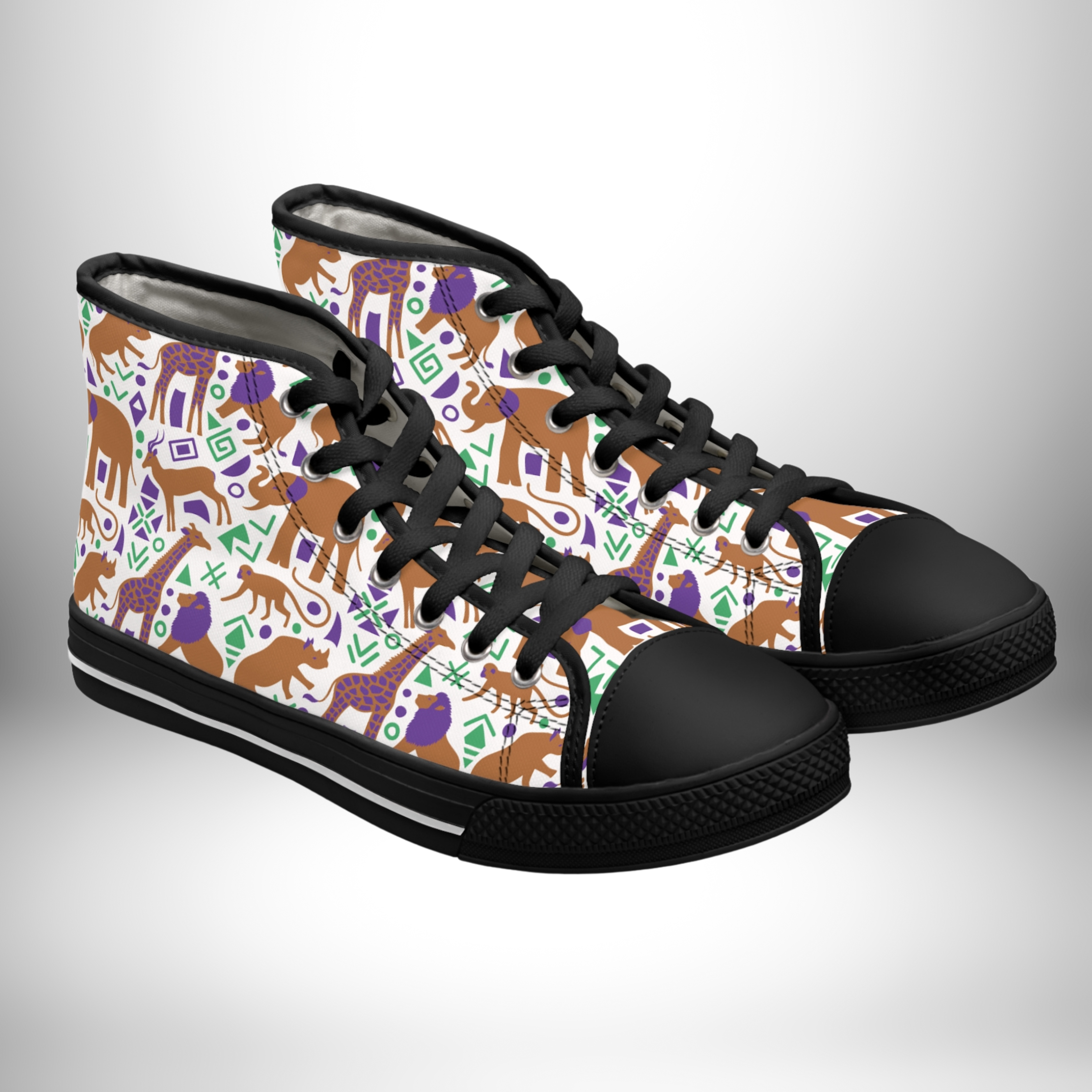 African Abstract High Top Sneakers for Women