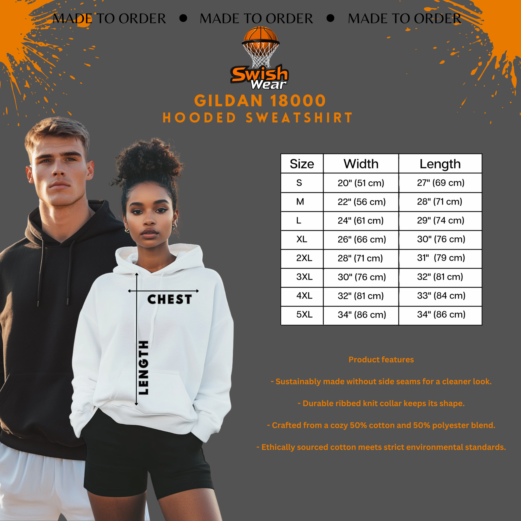 Swish Wear Hoodie, Basketball Sweatshirts, Basketball Gifts, Team Spirit Apparel, Gym Sweatshirts, Youth Basketball shirts, Ncaa March Madness, Basketball Playoffs, Final Four product thumbnail image