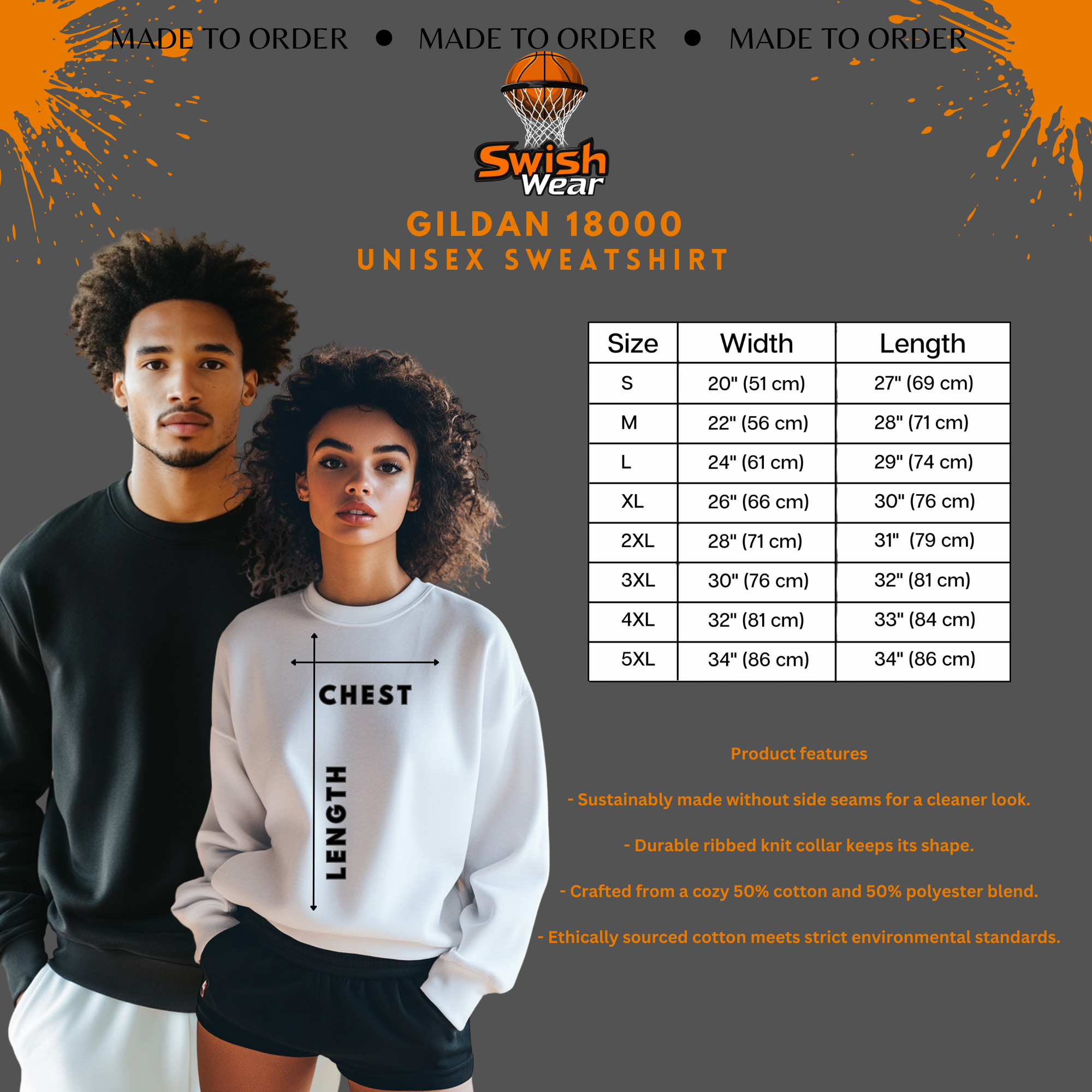 Swish Wear Basketball Sweatshirt, Sports Apparel, Unisex Crewneck, Fan Gear, Basketball Gift, College Basketball Style, Unisex Sweatshirts, Menswear, Final Four, Basketball Playoffs product thumbnail image