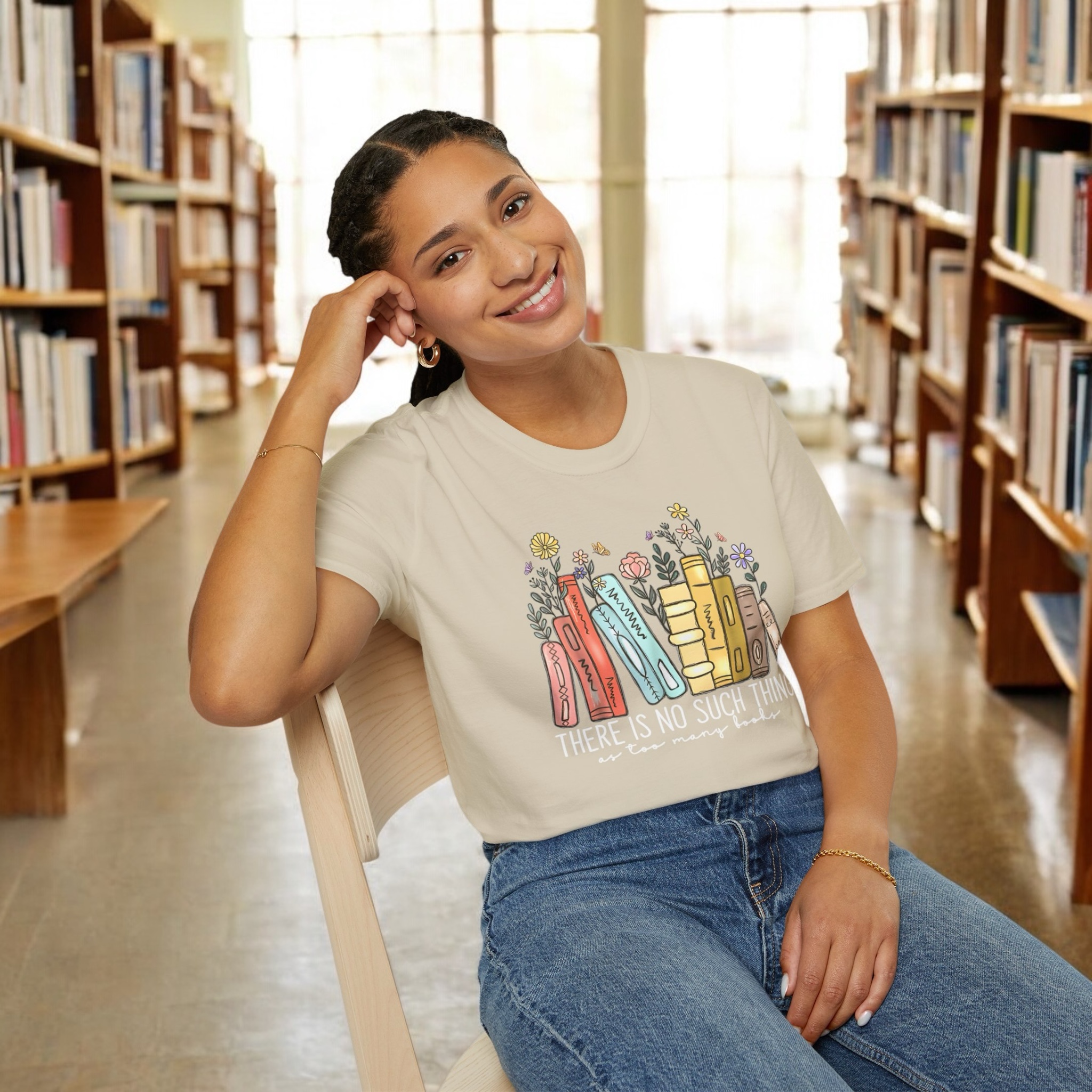 Book Lover Unisex T-Shirt - "There Is No Such Thing As Too Many Books" product thumbnail image