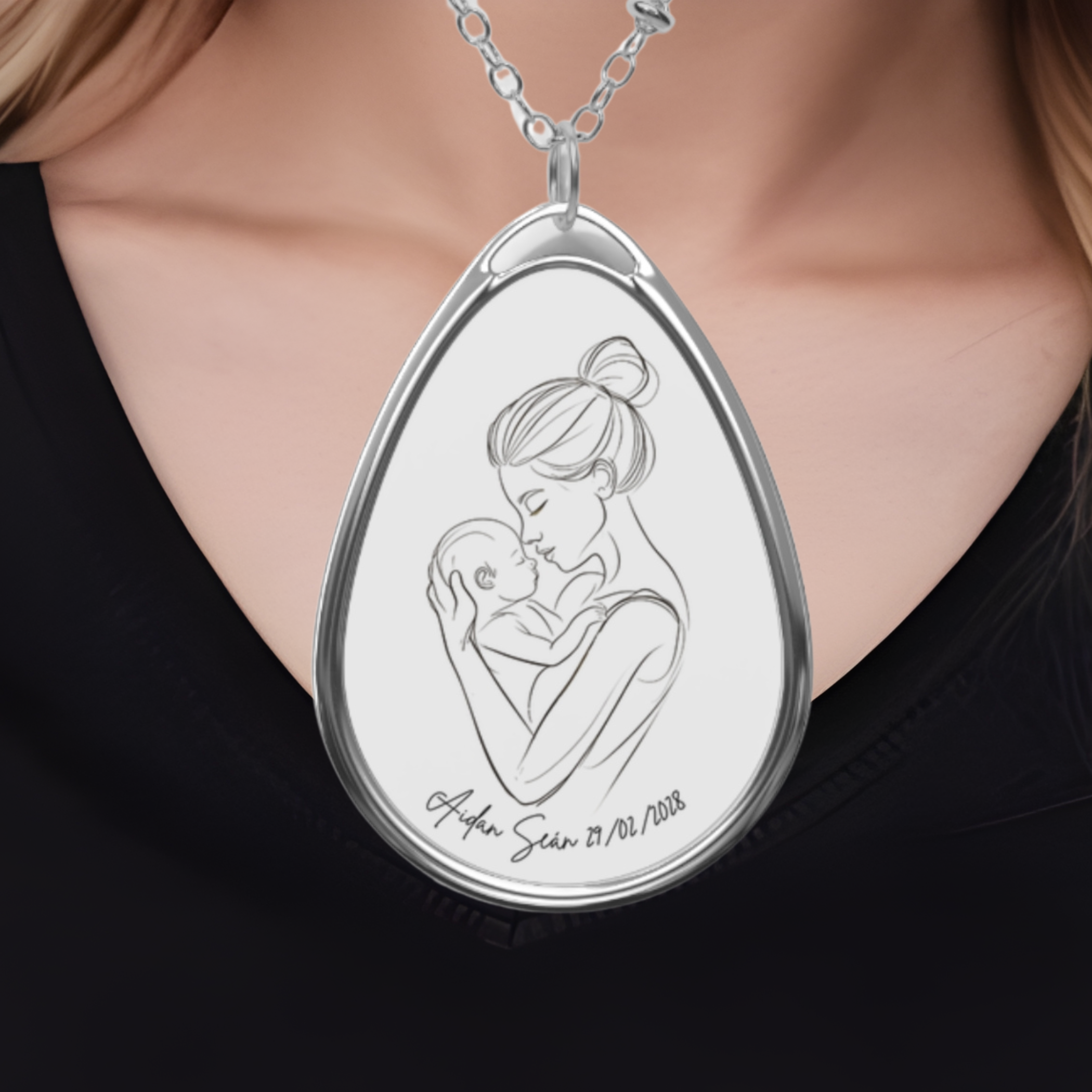 Personalized Custom Name and Birth Date Mom Necklace New Baby Keepsake Jewelry New Moms Grandmothers Gift for Mothers Day