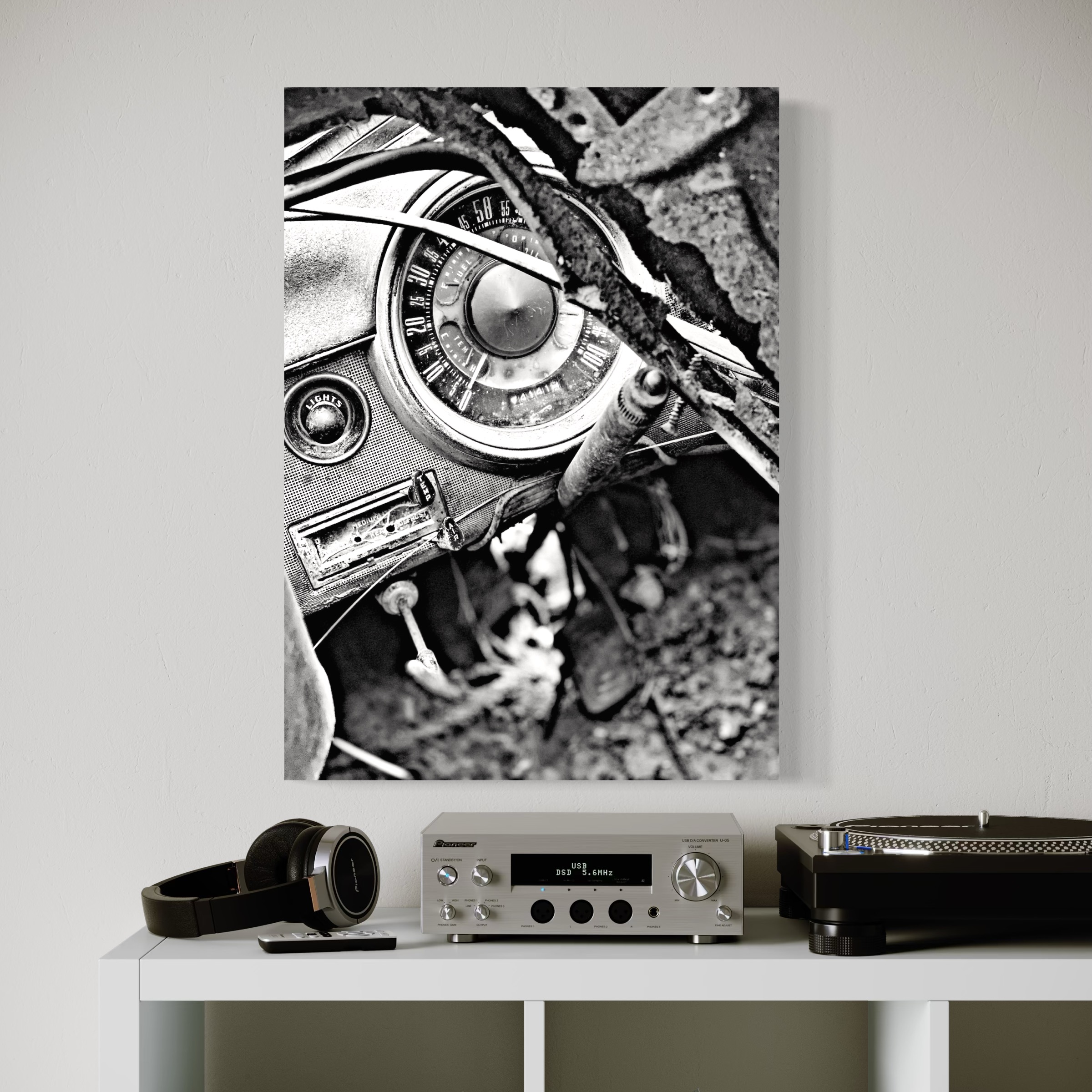 Vertical Poster - Dialed in Time, Vintage Car Dashboard Photography Vertical Poster - Dialed in Time, Vintage Car Dashboard Photography