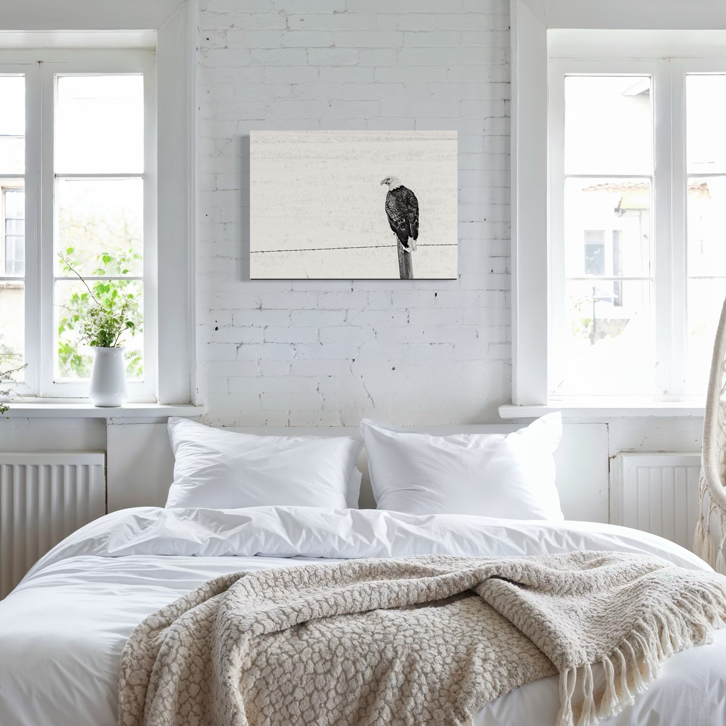 Horizontal Poster - Black and White Bald Eagle Photography Print 'Lone Guardian' product thumbnail image Horizontal Poster - Black and White Bald Eagle Photography Print 'Lone Guardian' product thumbnail image