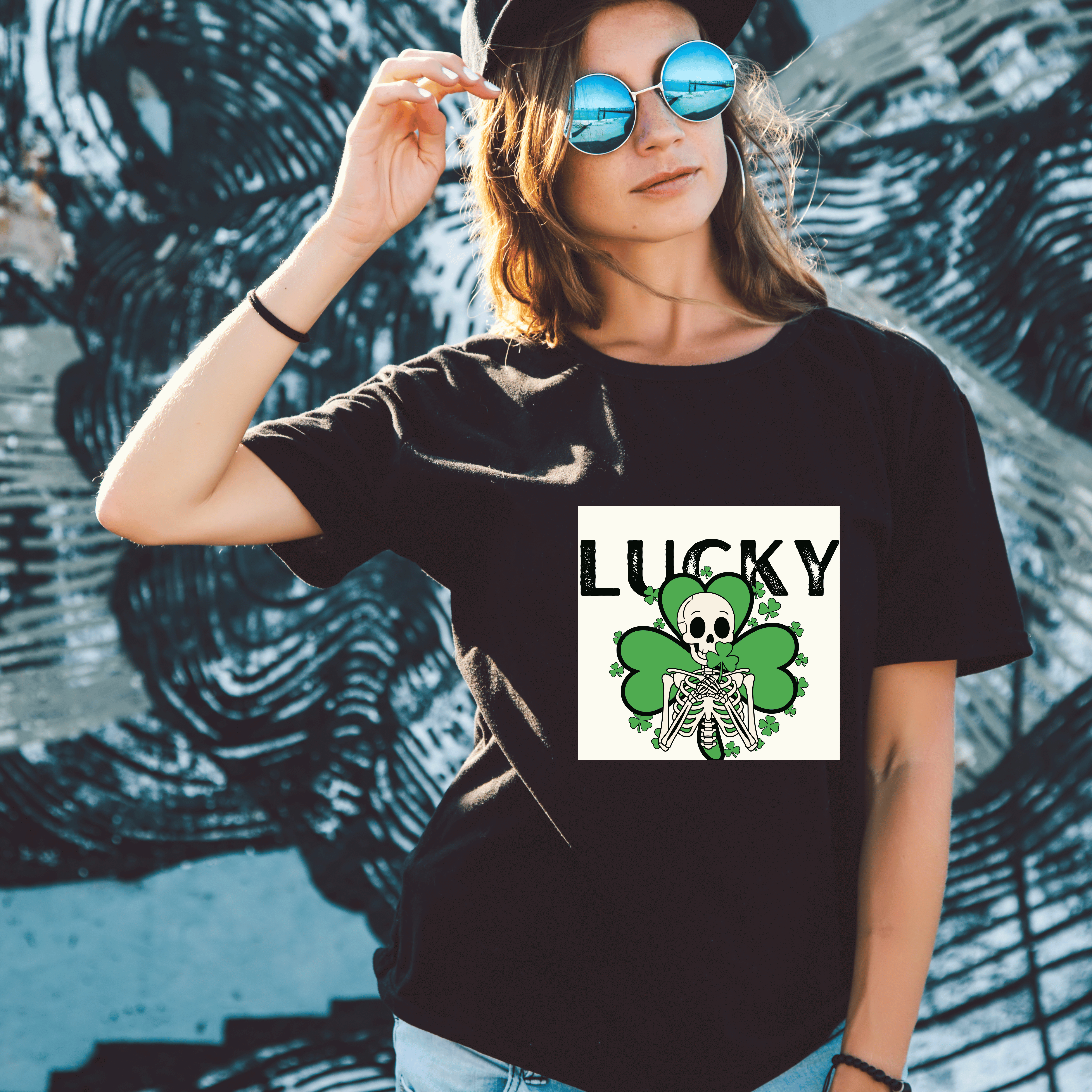 Lucky Skeleton St. Patrick's Day Tee, Unisex T-Shirt, Green Clover Graphic Tee, Holiday Apparel, Casual Wear product thumbnail image Lucky Skeleton St. Patrick's Day Tee, Unisex T-Shirt, Green Clover Graphic Tee, Holiday Apparel, Casual Wear product thumbnail image