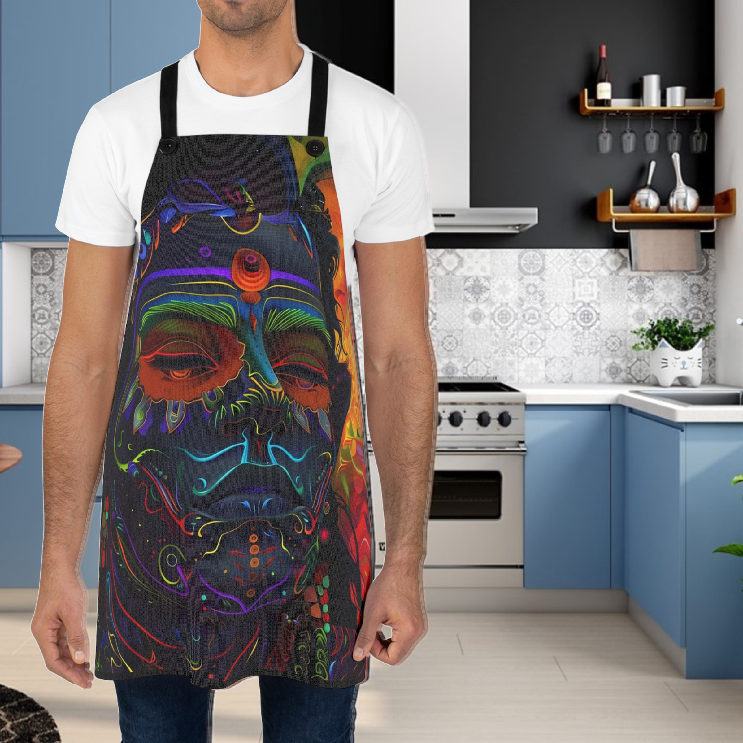 Hindu Psychedellic Warrior Kitchen Apron (AOP) Hindu Psychedellic Warrior Kitchen Apron (AOP)