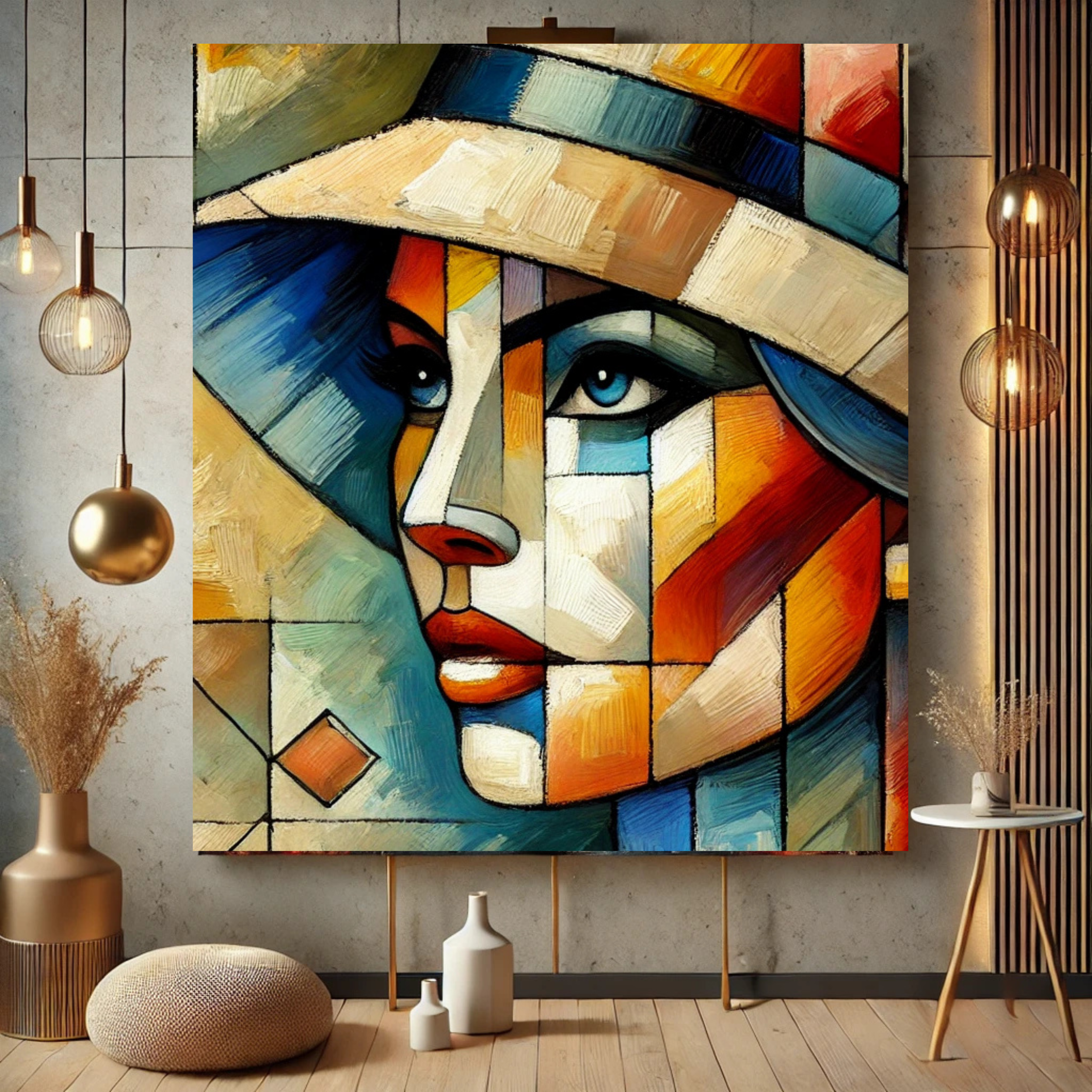Abstract Art Canvas Wall Decor - Colorful Woman Portrait