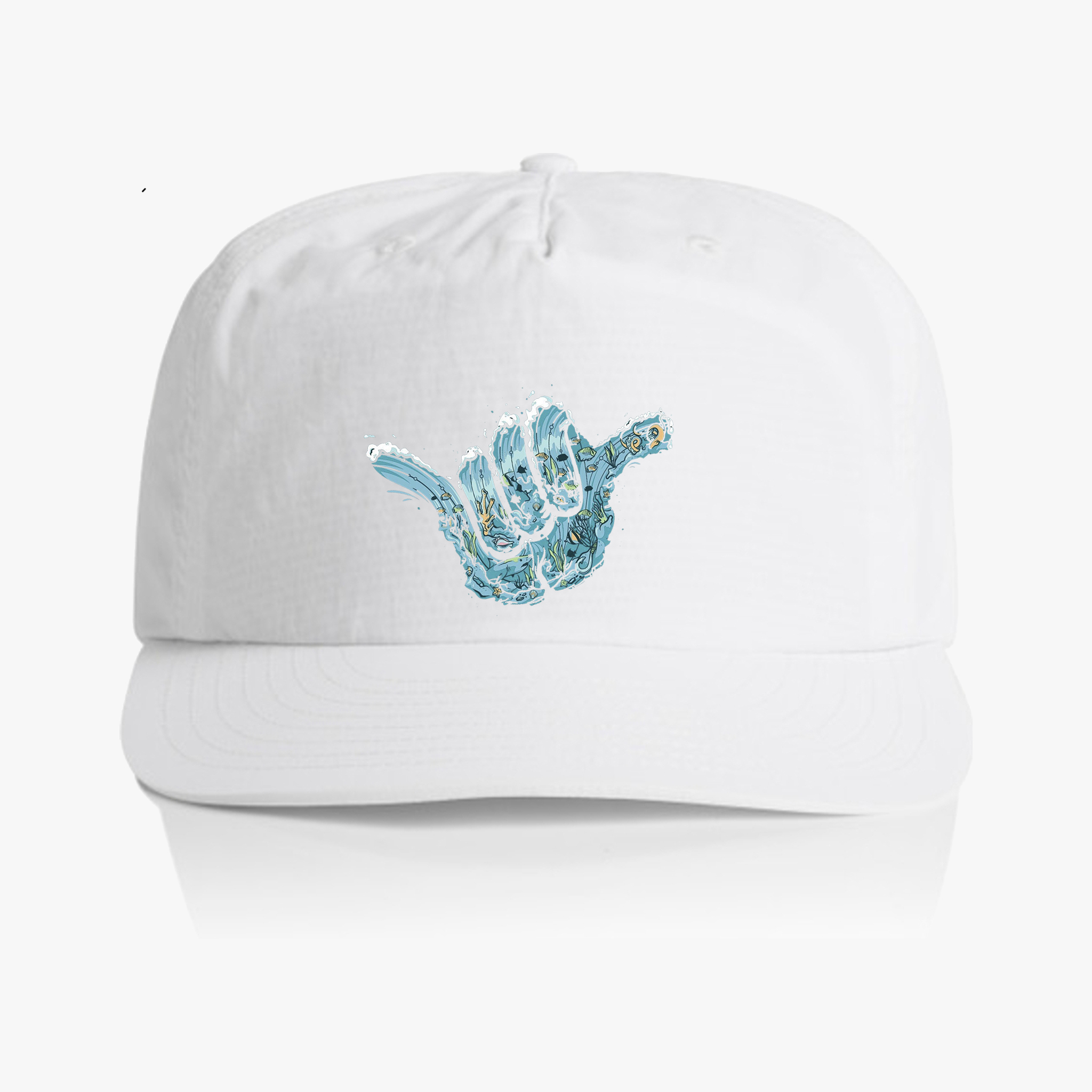 Surf Cap - Shaka hand Ocean themed Hat, Beach Bucket Sun Headwear, Tropical Vacation Apparel, Summer Surfing Accessories, Beachwear Gift