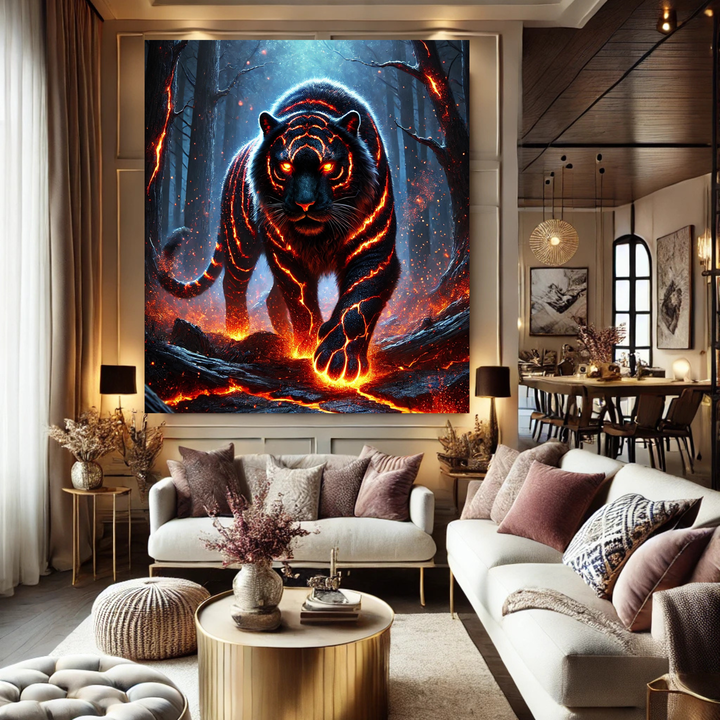 Molten Ember Tiger Canvas | Fiery Fantasy Wall Art product thumbnail image
