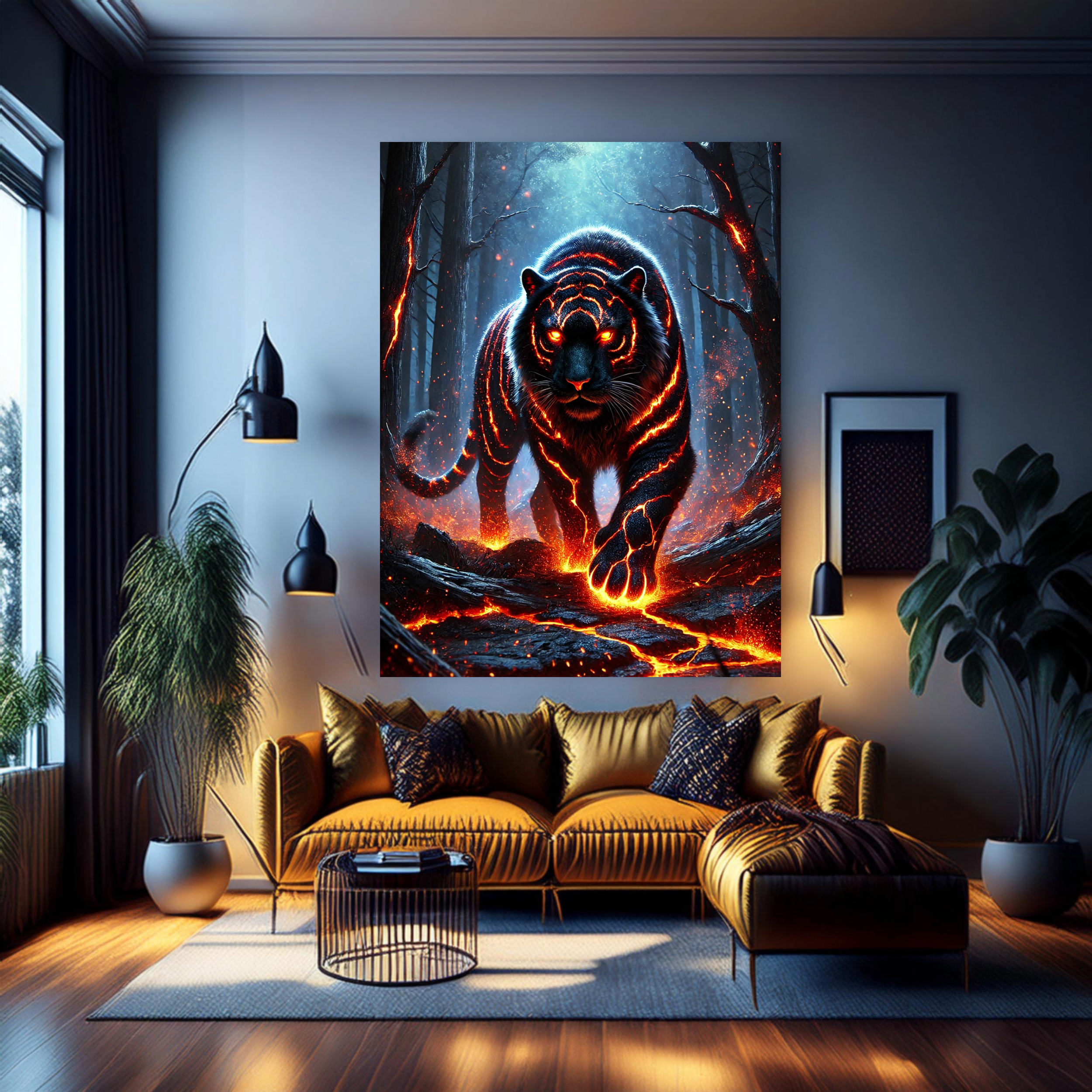 Molten Ember Tiger Canvas | Fiery Fantasy Wall Art
