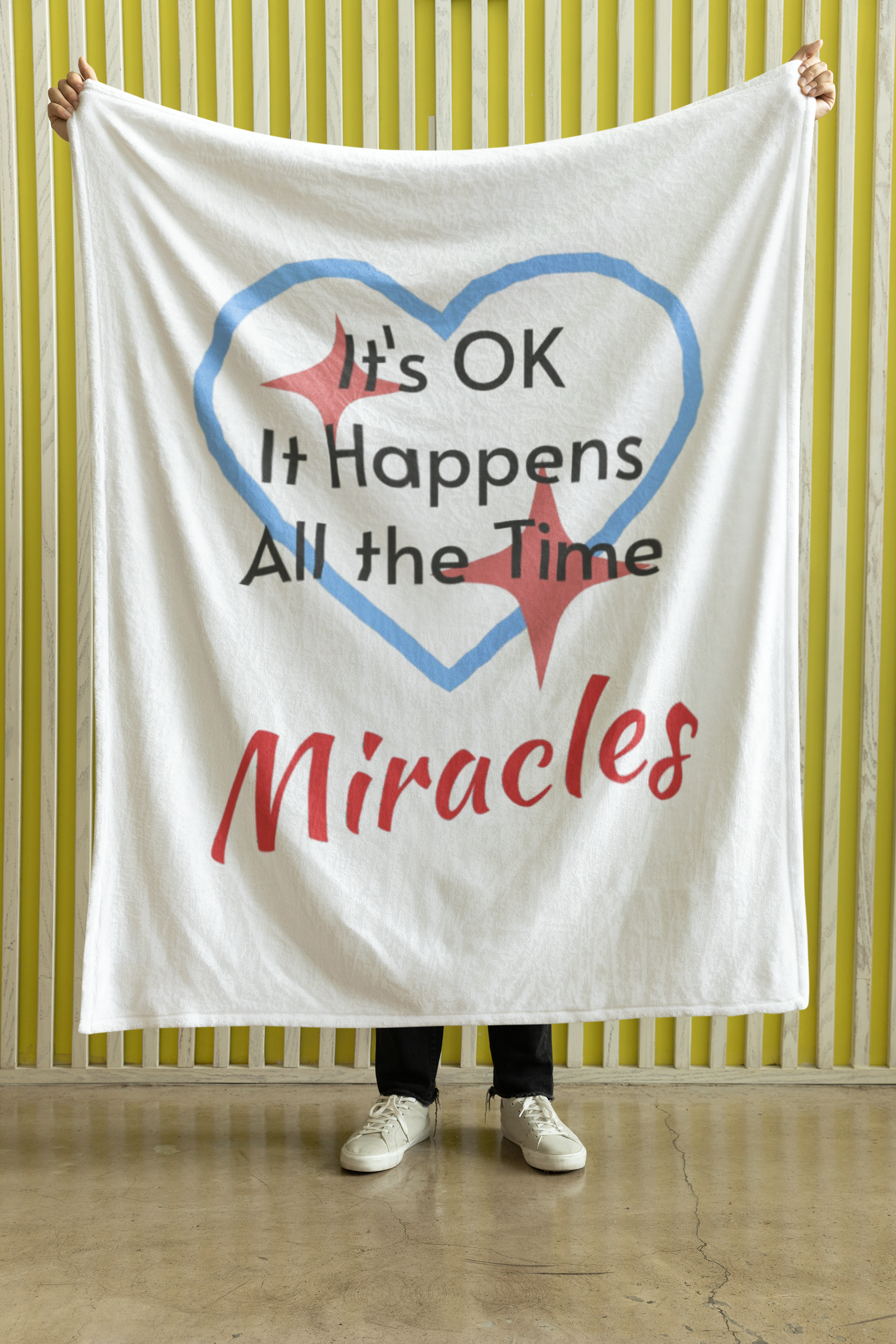 Plush Throw Blanket, Miracles Happen - White Plush Throw Blanket, Miracles Happen - White