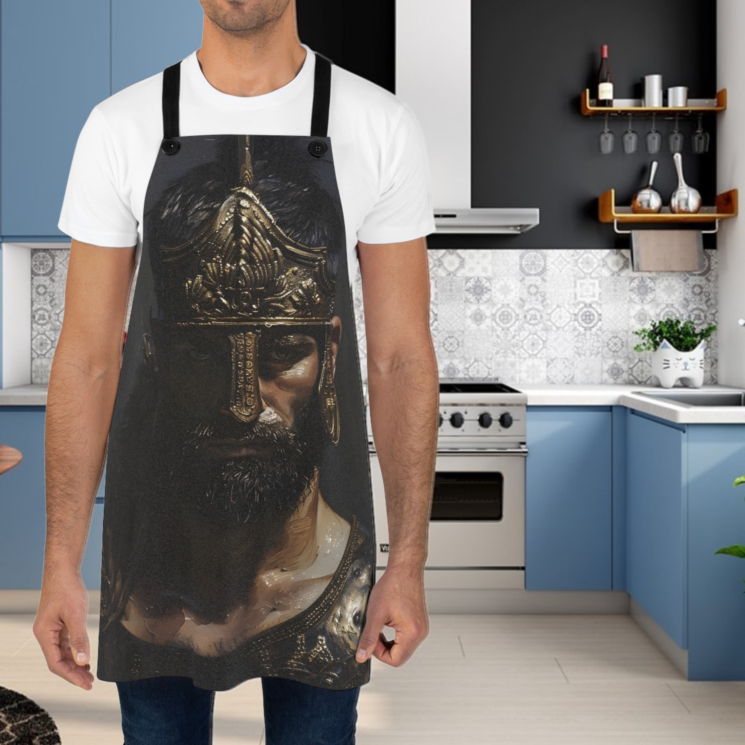 Trojan Warrior Portrait Kitchen Apron (AOP) Trojan Warrior Portrait Kitchen Apron (AOP)
