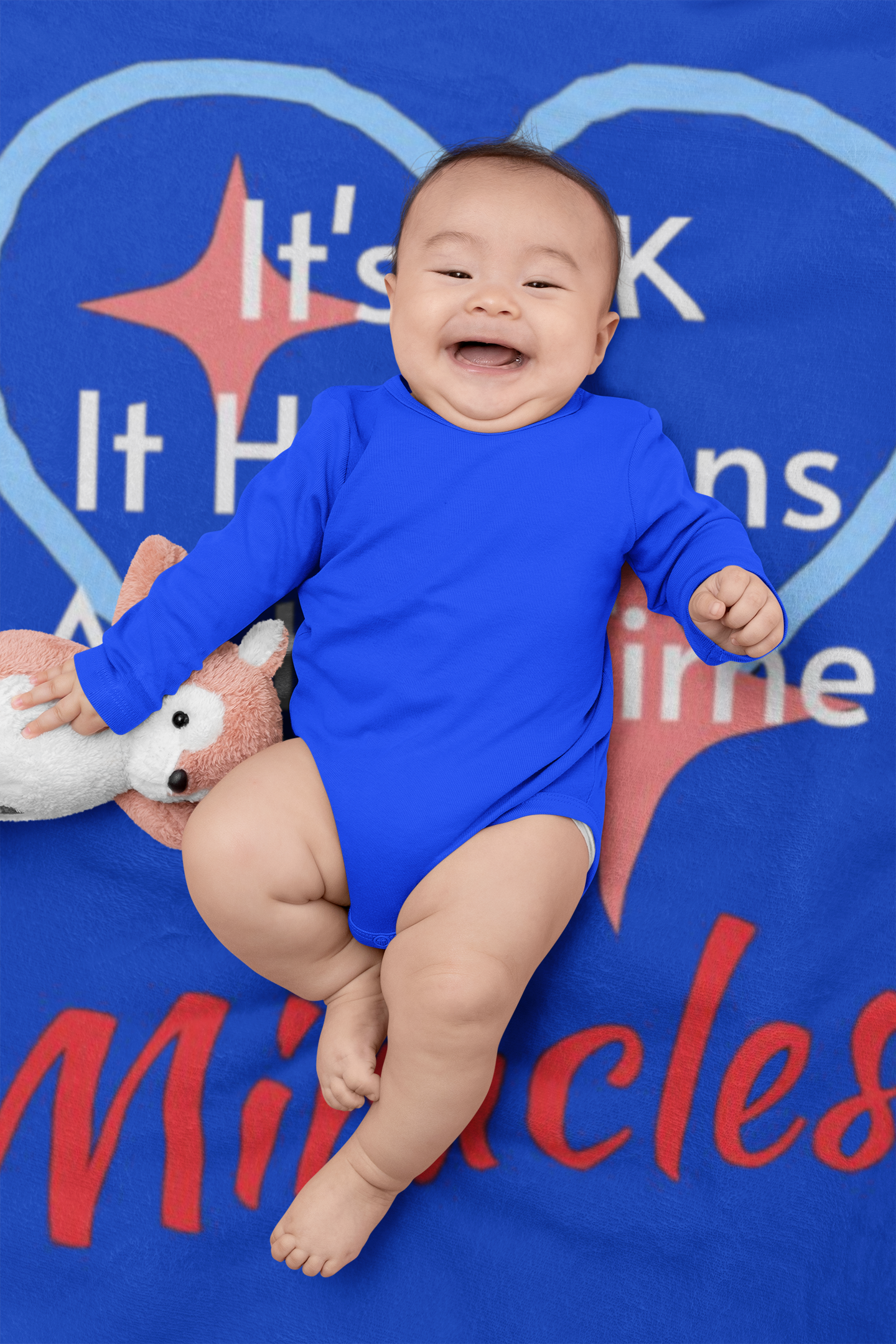 Fleece Baby Blanket, Miracles Happen - Blue Fleece Baby Blanket, Miracles Happen - Blue