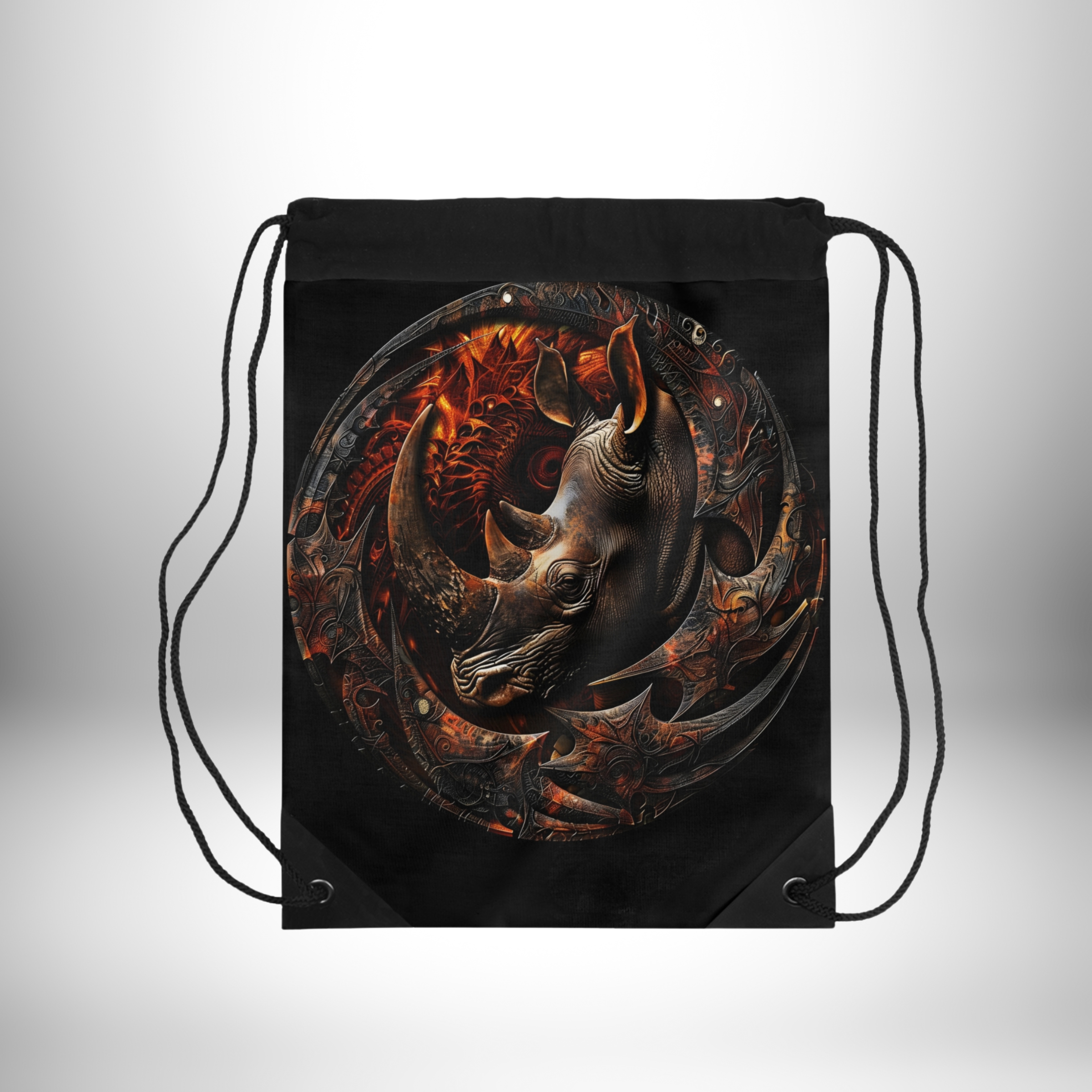 Rhinocero Portrait Drawstring Bag product thumbnail image Rhinocero Portrait Drawstring Bag product thumbnail image