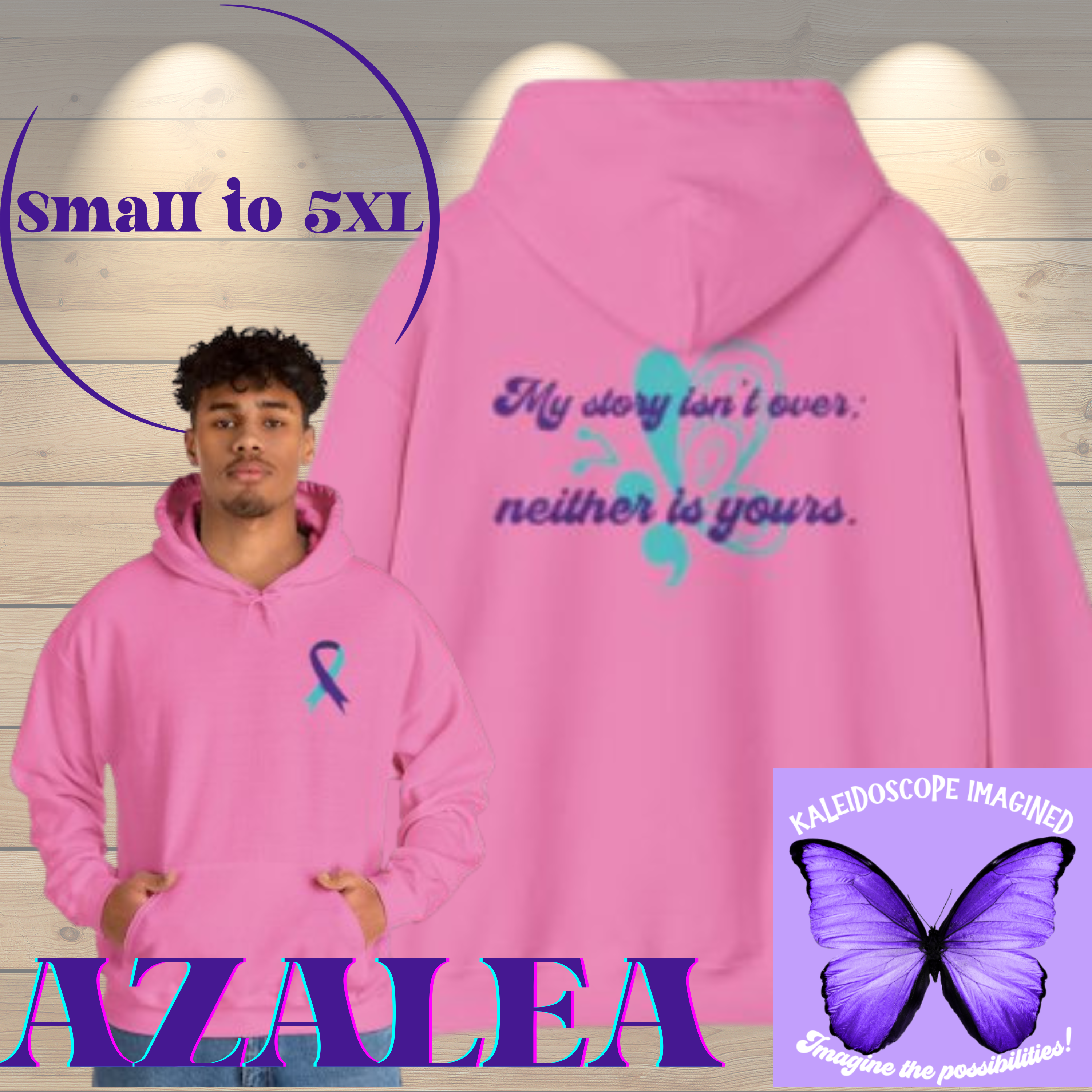 Inspirational Unisex Hoodie with Motivational Quote &amp; Awareness Ribbon product thumbnail image