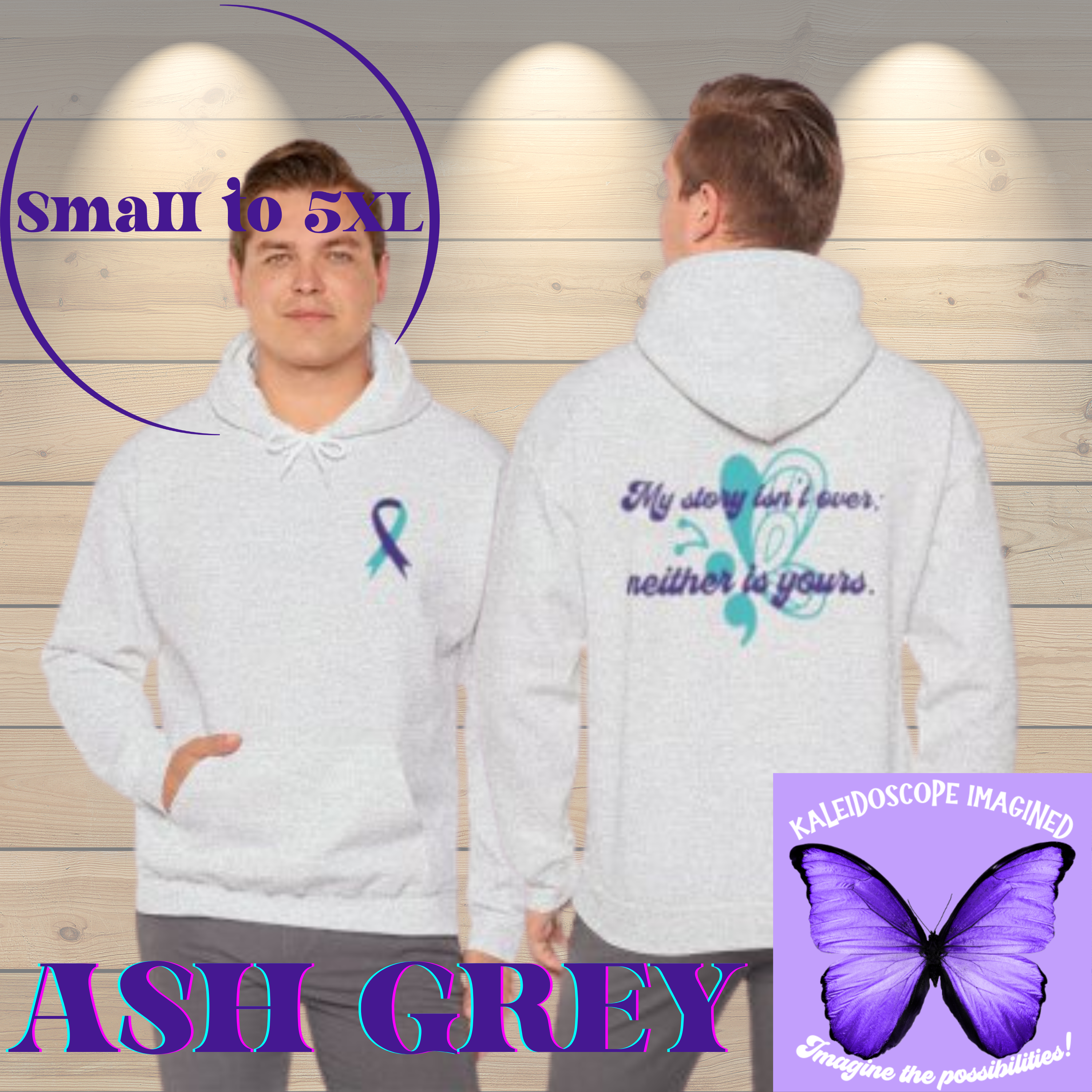 Inspirational Unisex Hoodie with Motivational Quote &amp; Awareness Ribbon product thumbnail image