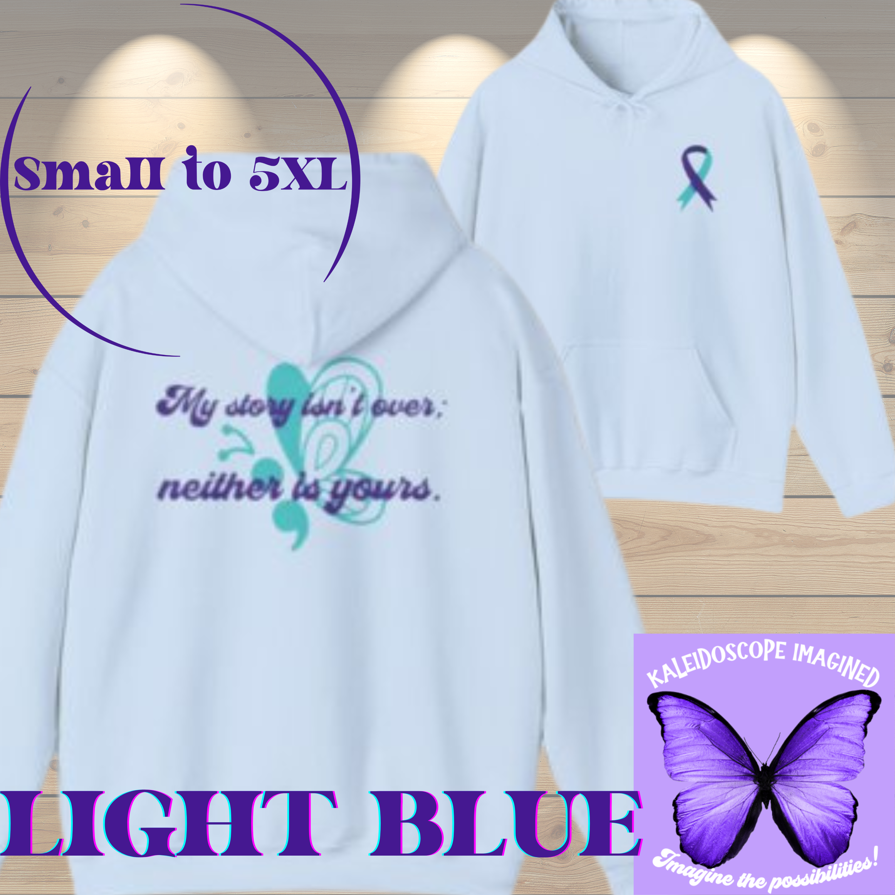 Inspirational Unisex Hoodie with Motivational Quote &amp; Awareness Ribbon product thumbnail image