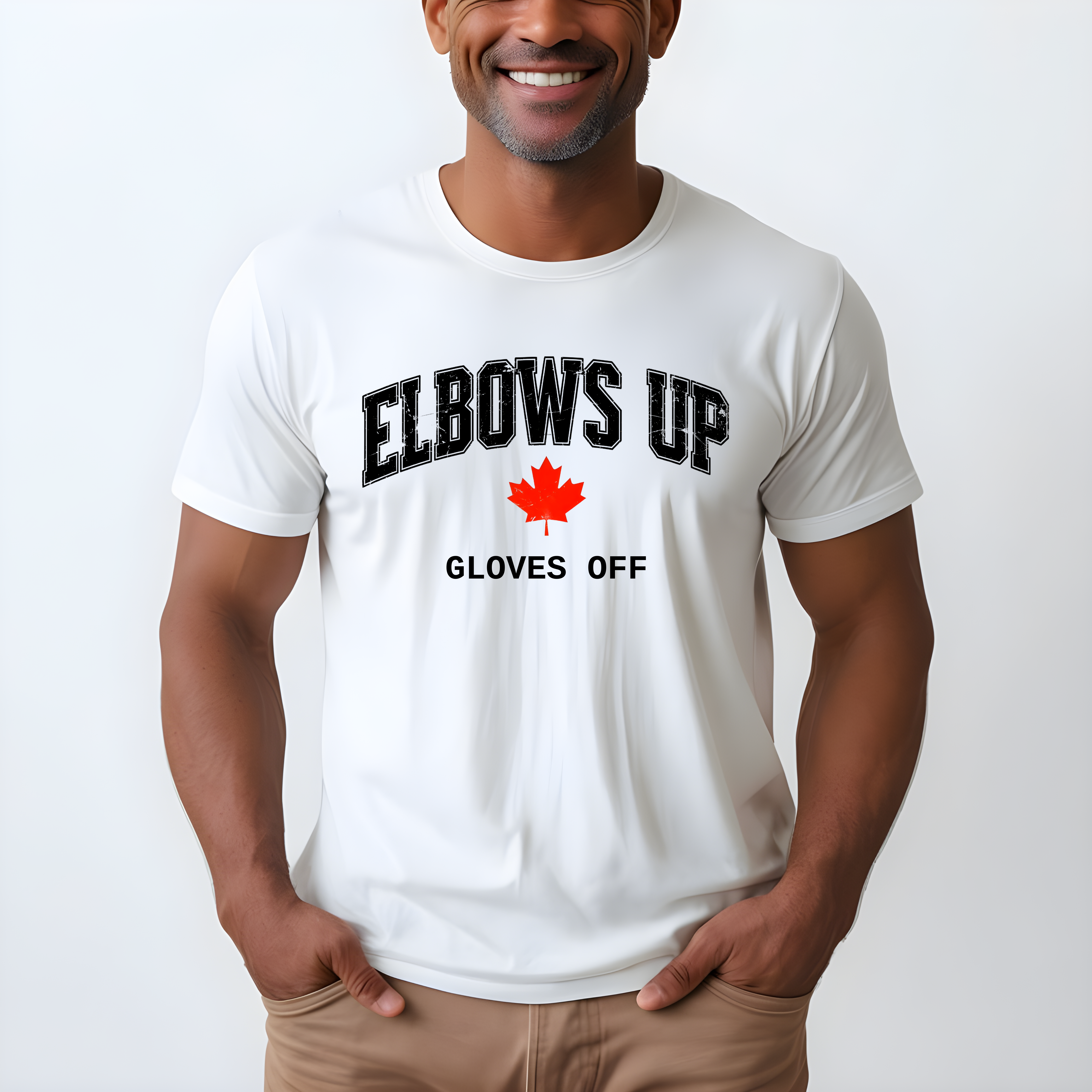 Funny Hockey T-Shirt, Elbows Up Gloves Off, Canadian Pride Shirt, Love Hockey Tee, Ice Hockey Gift, Unisex Cotton Tee, Sports Fan Apparel