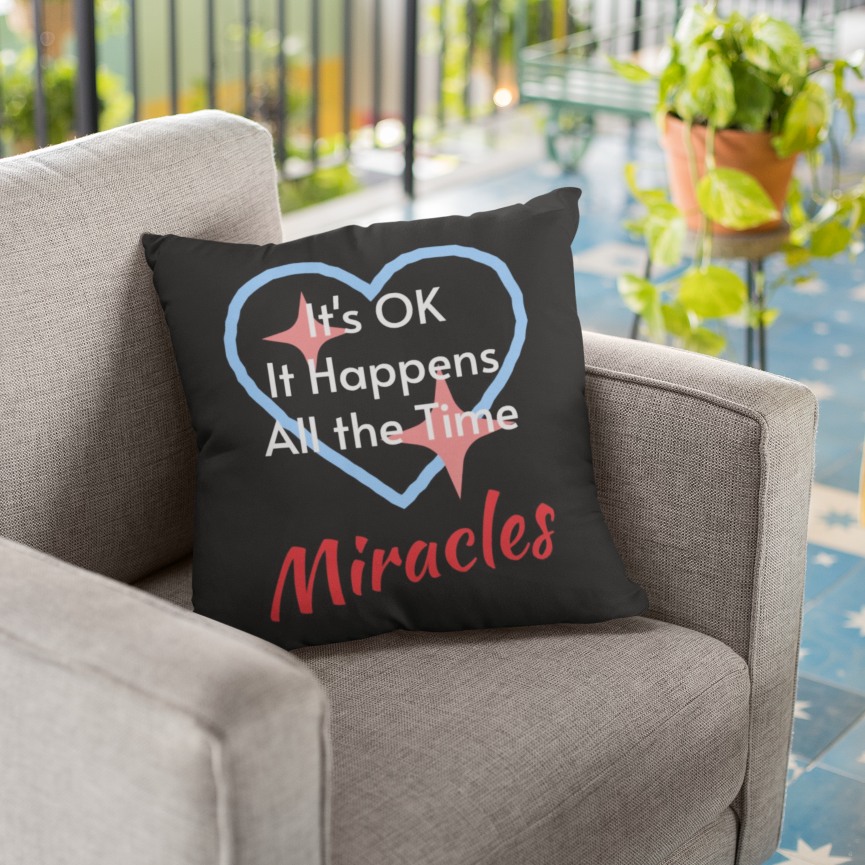Throw Pillow, Miracles Happen product thumbnail image Throw Pillow, Miracles Happen product thumbnail image