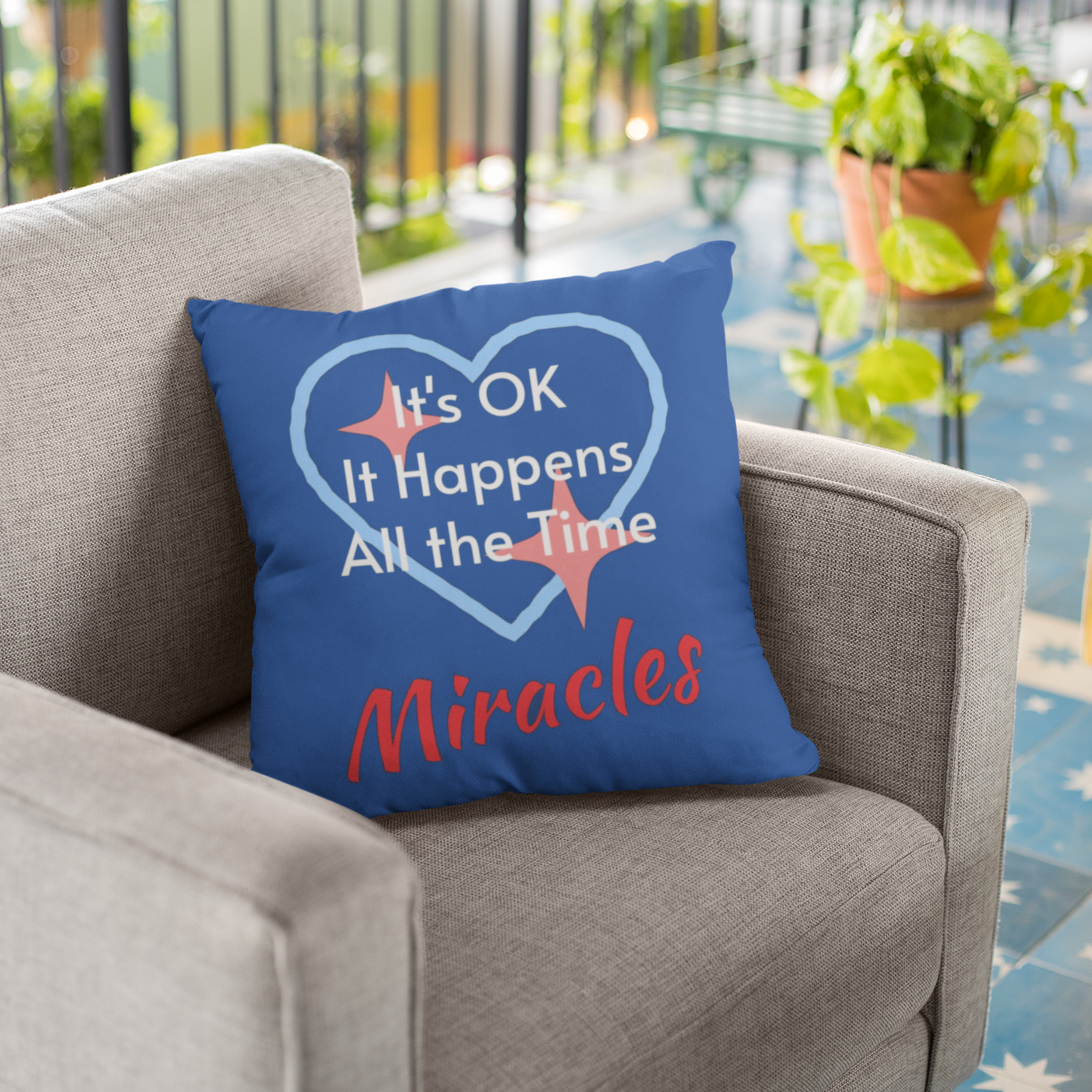 Throw Pillow, Miracles Happen - Dark Blue product thumbnail image Throw Pillow, Miracles Happen - Dark Blue product thumbnail image