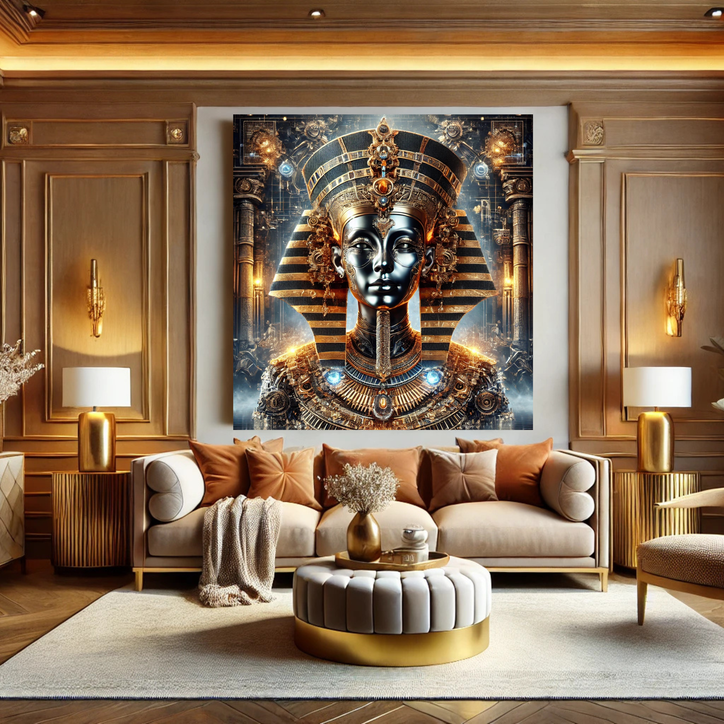 Egyptian Pharaoh Canvas Art - Stunning Stretched Matte Print for Home Decor