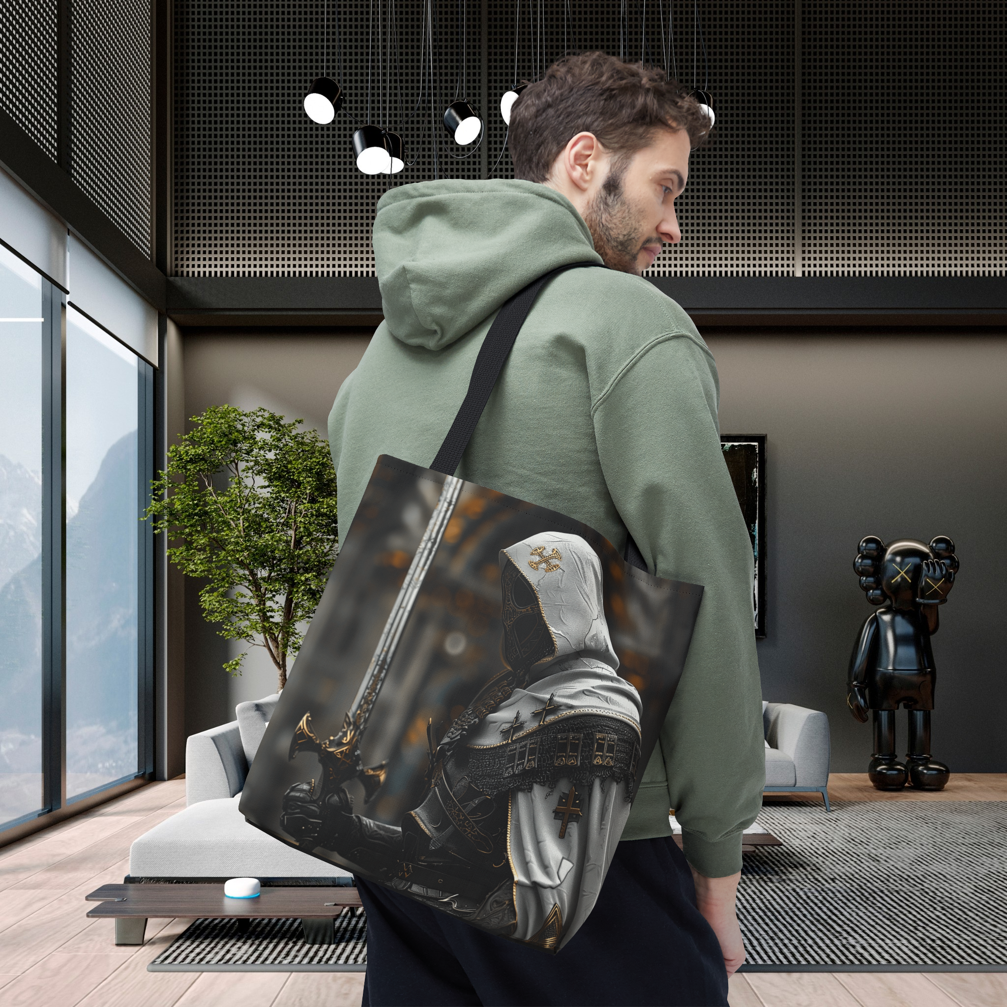 Templar Knight with Sword Tote Bag Templar Knight with Sword Tote Bag