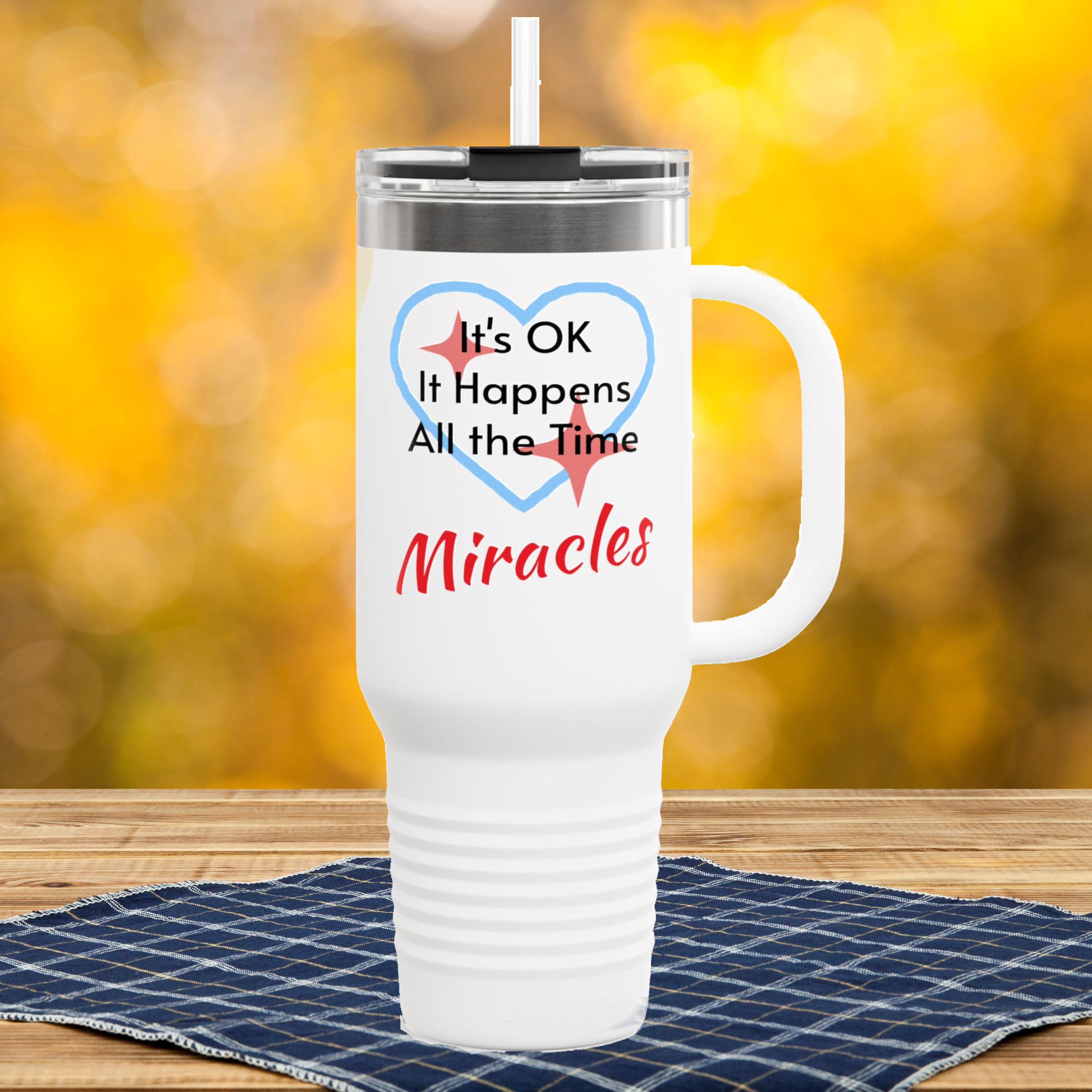 Polar Camel Travel Mug - 40oz Stainless Steel, Miracles Happen Polar Camel Travel Mug - 40oz Stainless Steel, Miracles Happen