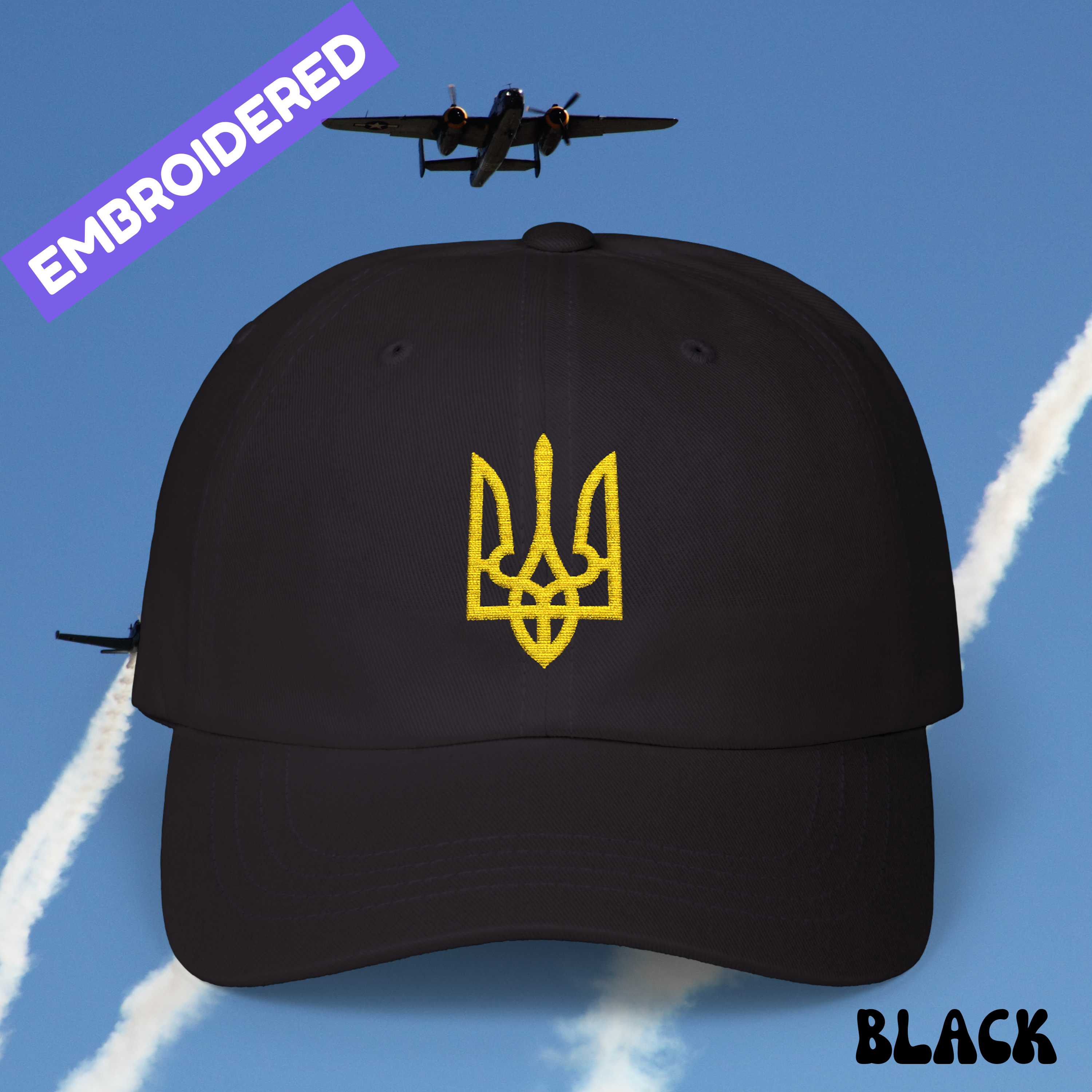 Embroidered Ukrainian Trident Dad Hat product thumbnail image Embroidered Ukrainian Trident Dad Hat product thumbnail image