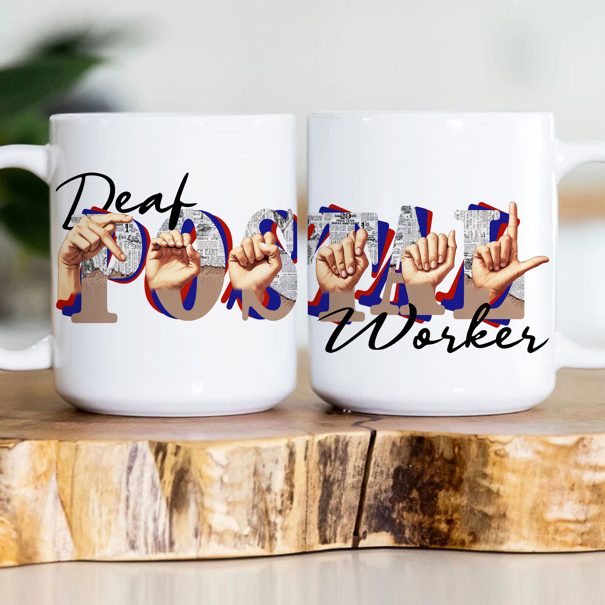 Deaf Postal Worker Fingerspelling "Postal" ASL American Sign Language Ceramic Mug, (11oz, 15oz) product thumbnail image