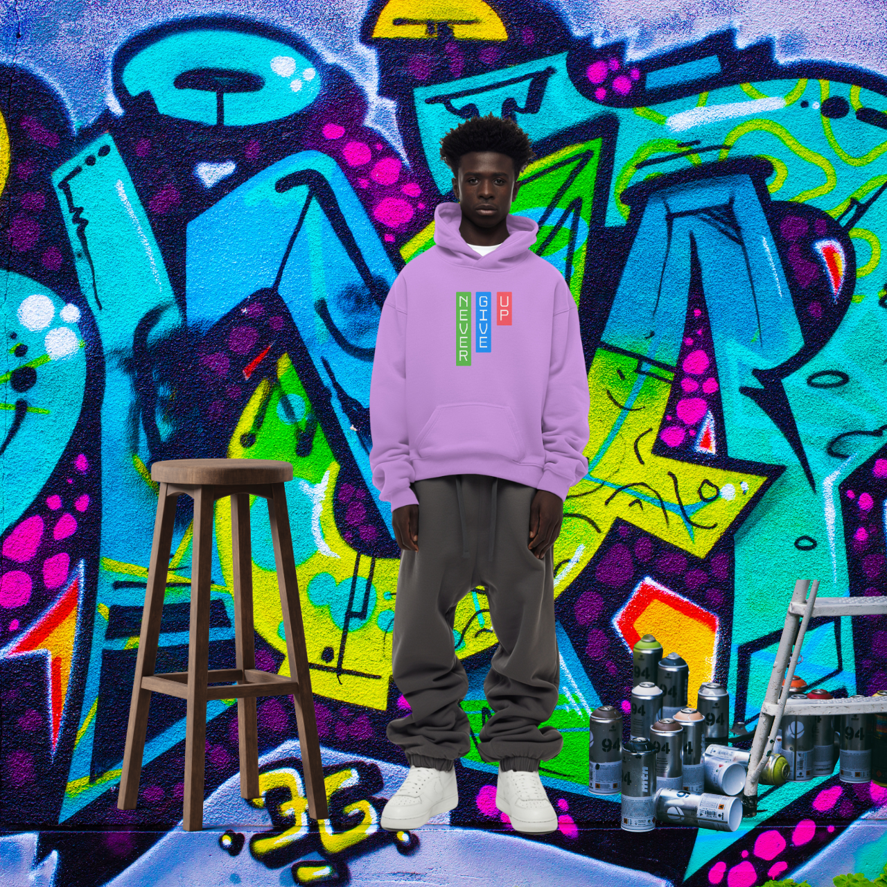 " Never Give Up Green" Hooded Sweatshirt product thumbnail image " Never Give Up Green" Hooded Sweatshirt product thumbnail image